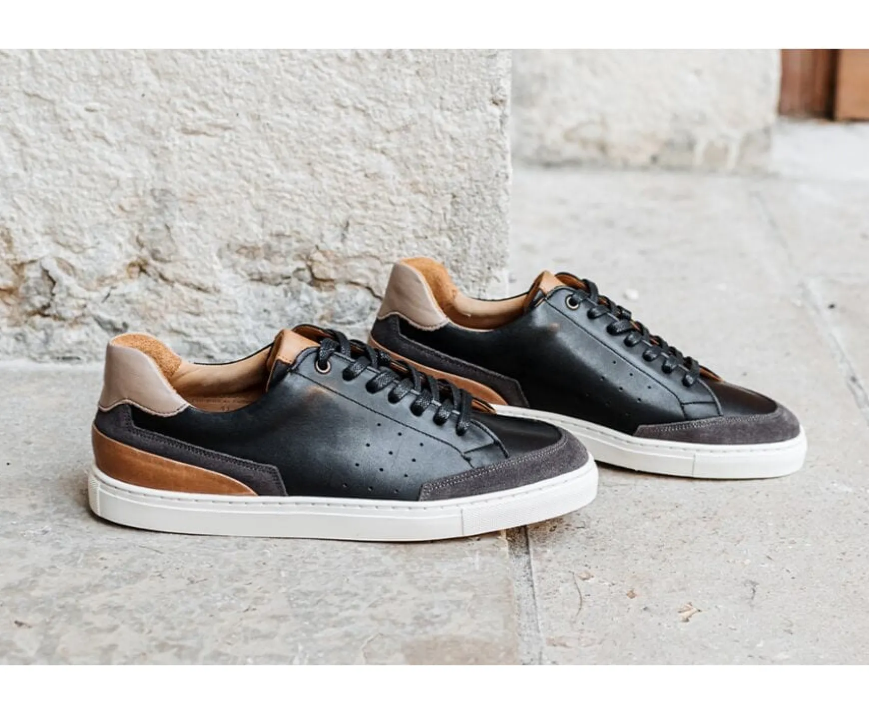 Bexley Trainers & Sneakers | Black And Grey Suede Men'S Leather Trainers - Beloka | Noir Et Velours Gris