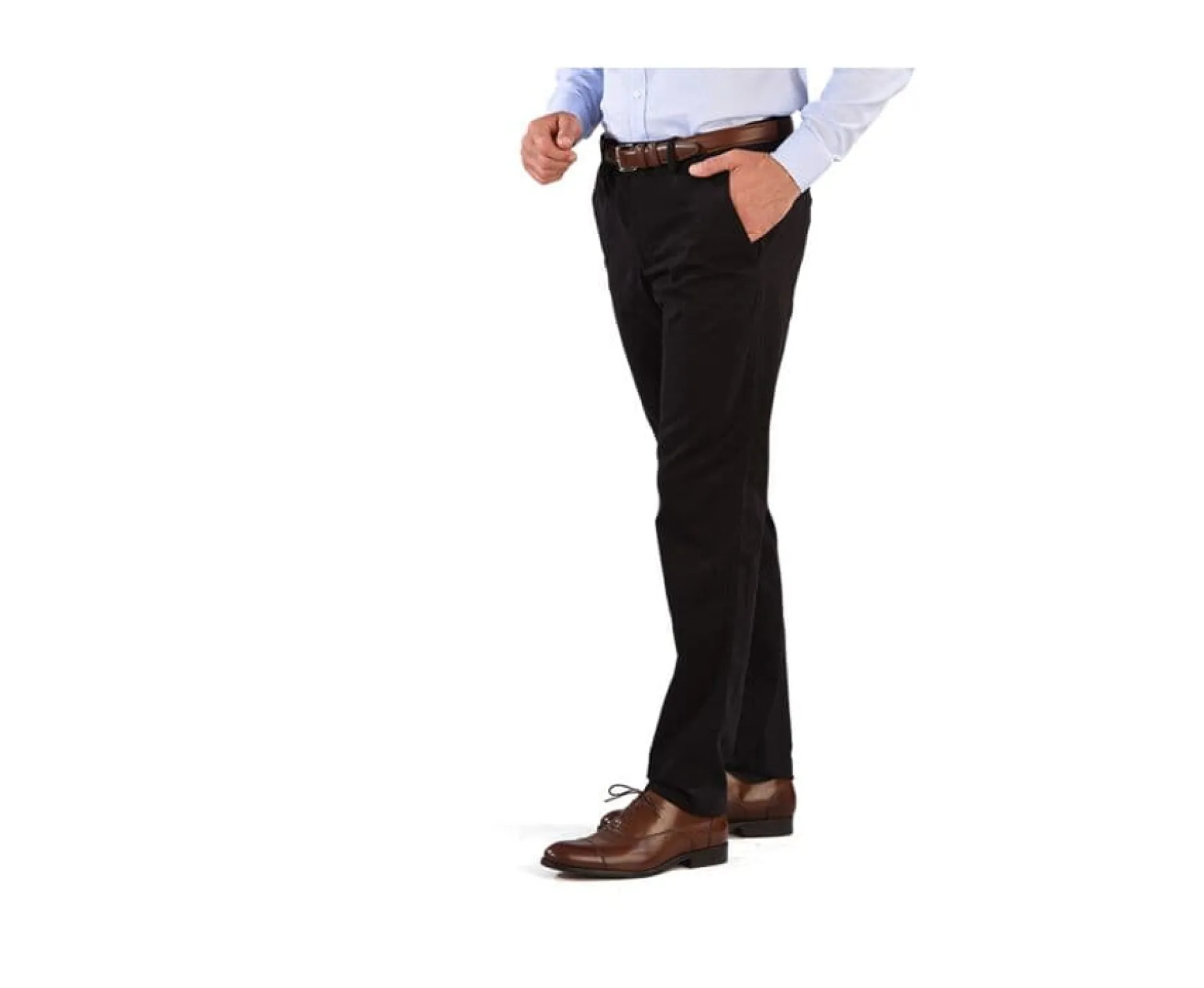 Bexley Adjusted Fit | Black Chino Trousers For Men Nigel Ii Blackblack With Black Waistband