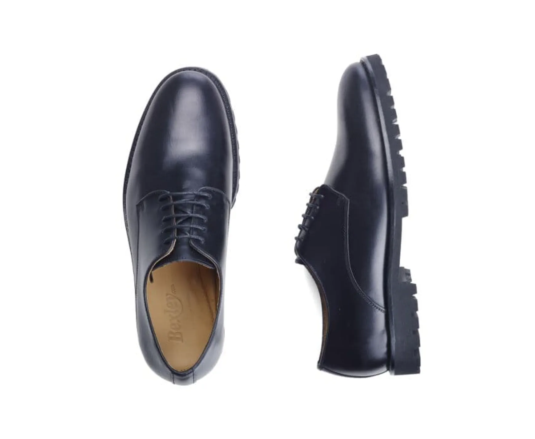 Bexley Derby Shoes | Black Derby Shoes - Rubber Outsole - Bushey Gomme | Blackblack With Black Waistband