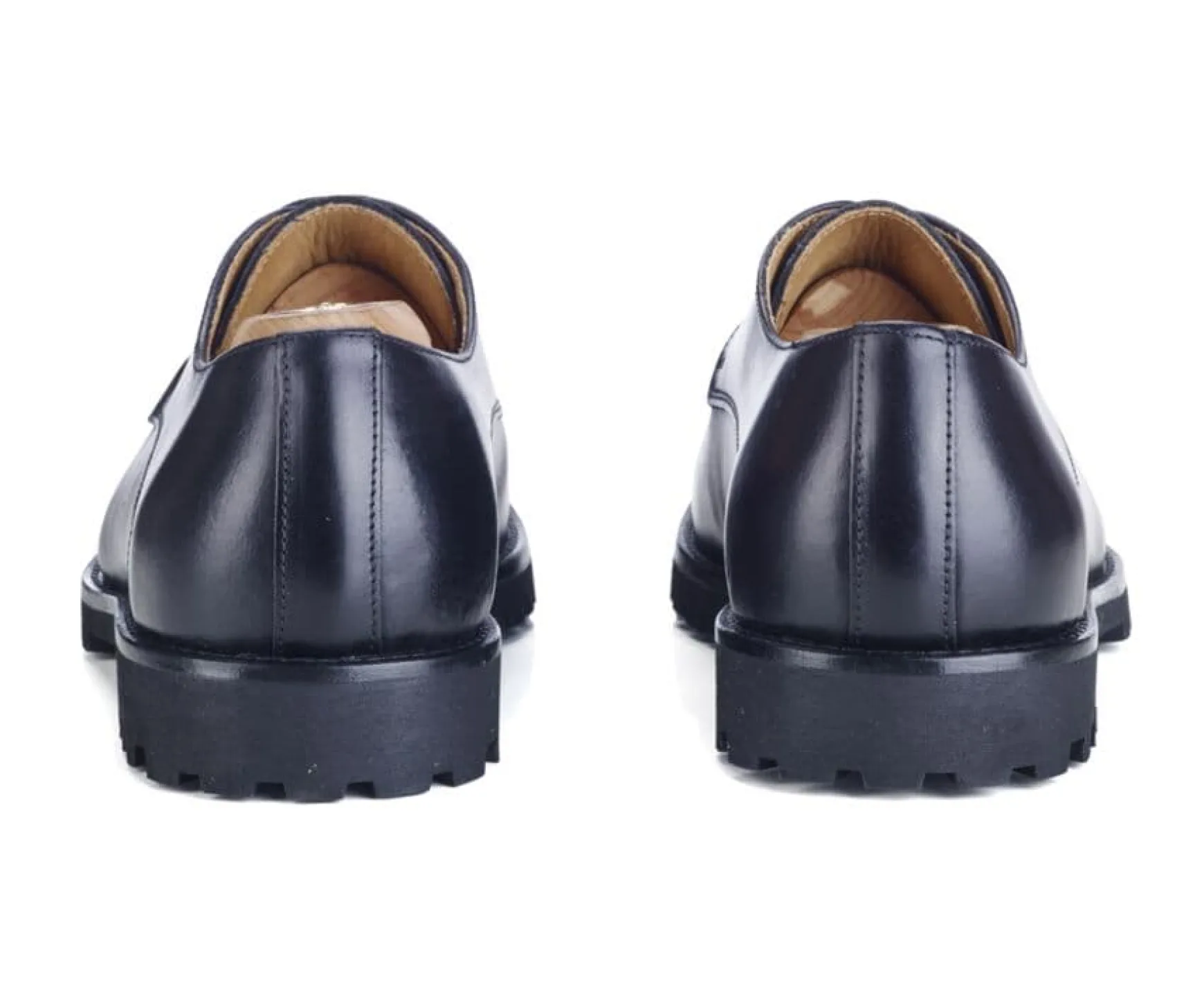 Bexley Derby Shoes | Black Derby Shoes - Rubber Outsole - Bushey Gomme | Blackblack With Black Waistband