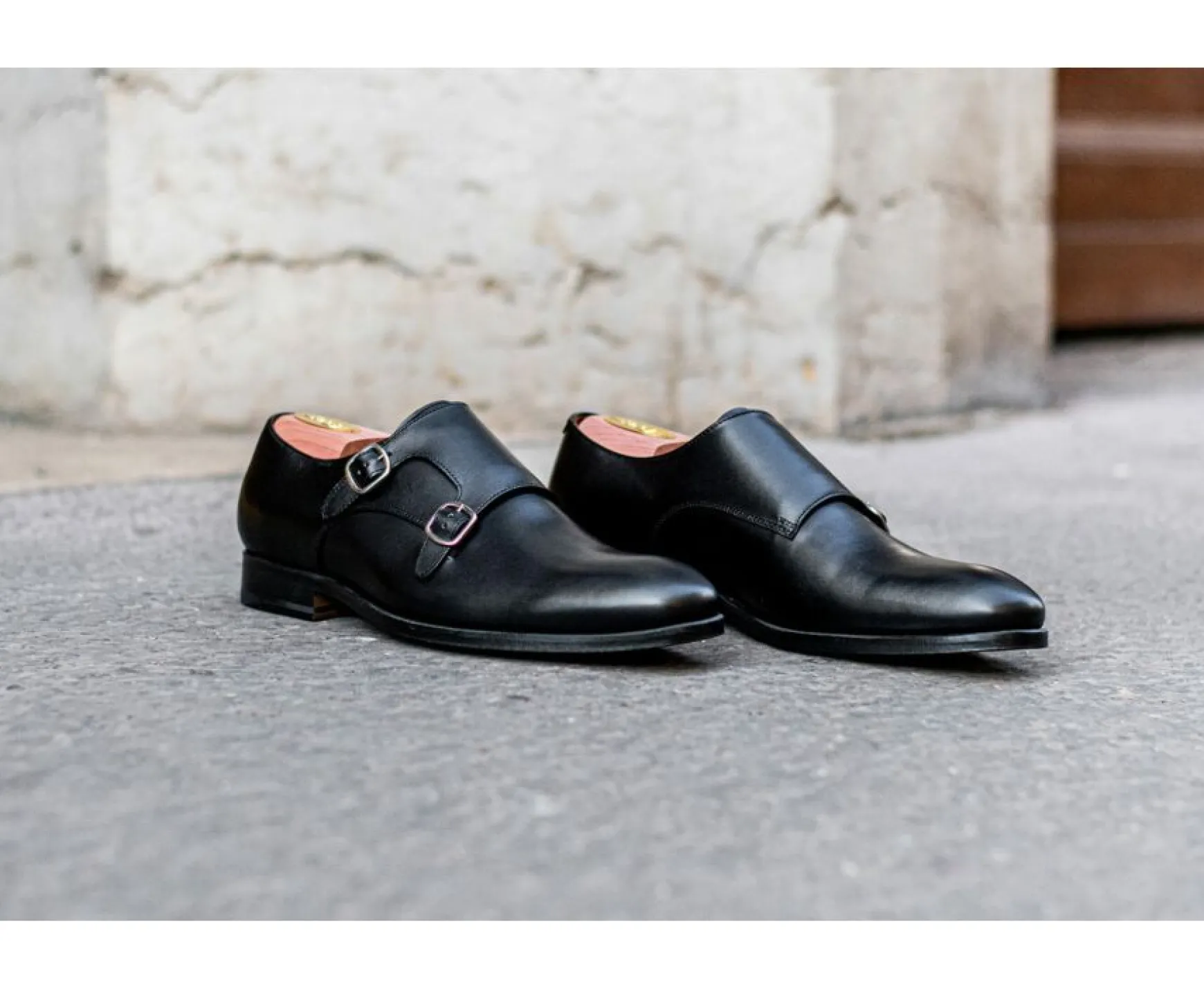Bexley Comfort Shoes | Black Double Buckle Shoes Chigwell Blackblack With Black Waistband