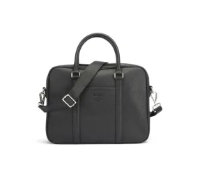 Bexley | Black Grained Men'S Leather Satchel With Shoulder Strap Black Grained Leather