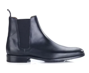 Bexley Boots Shoes | Black Men'S Leather Chelsea Boots With Rubber Outsole - Toddington Gomme | Blackblack With Black Waistband