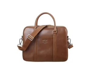 Bexley | Black Men'S Leather Satchel With Shoulder Strap Gold