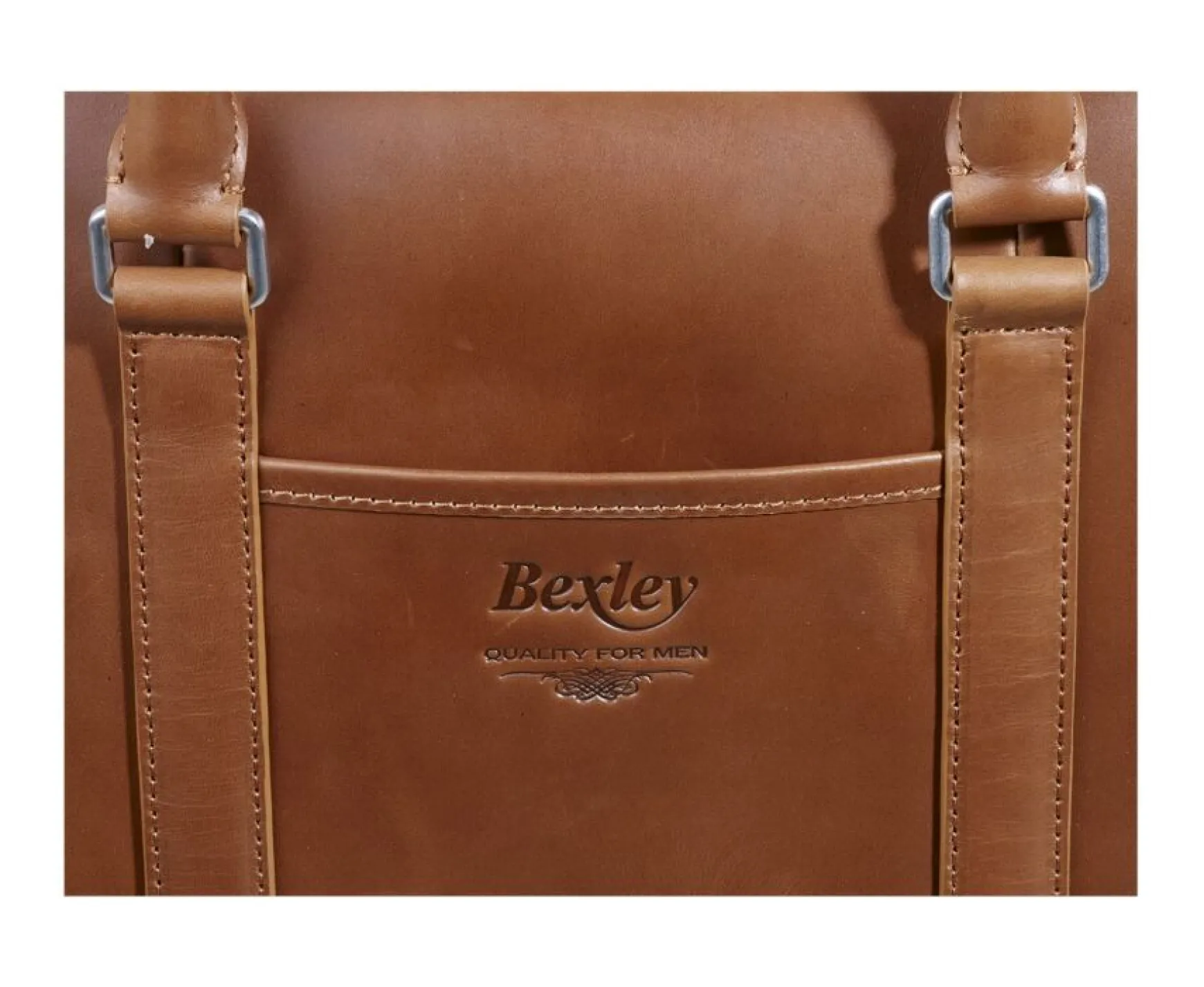 Bexley | Black Men'S Leather Satchel With Shoulder Strap Gold