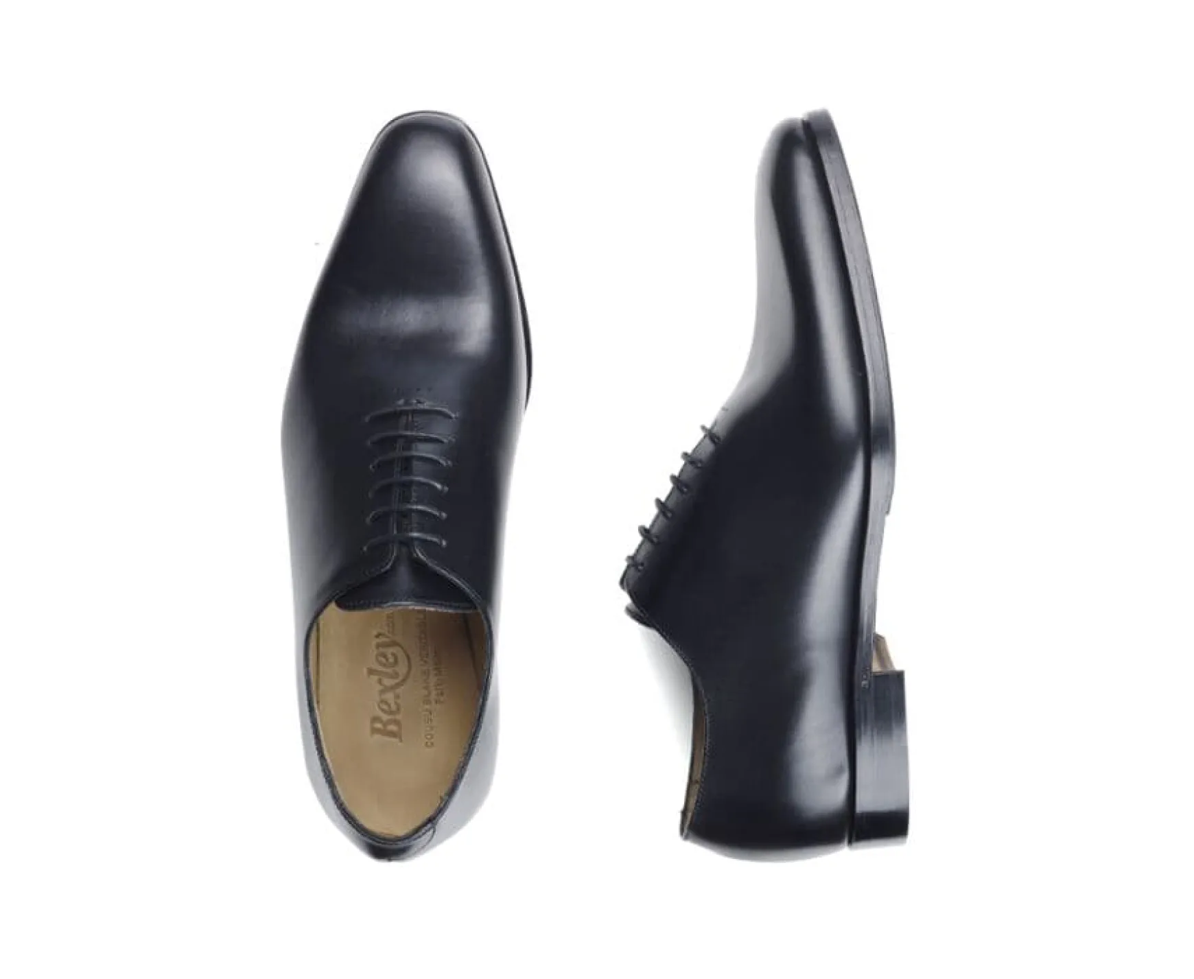 Bexley Oxford Shoes | Black Men'S Oxford Shoes - Leather Sole With Pad Bellagio Patin Blackblack With Black Waistband