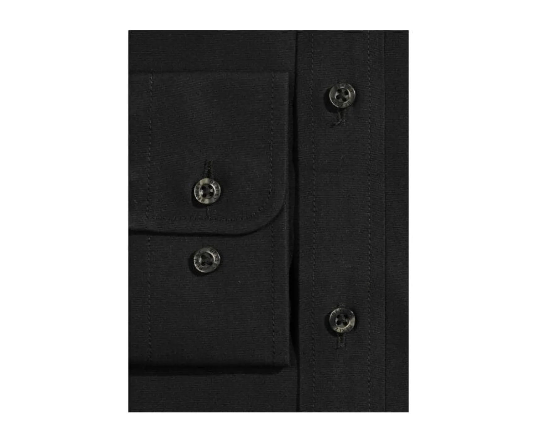 Bexley | Black Poplin Cotton Shirt - Straight Collar Louis Blackblack With Black Waistband