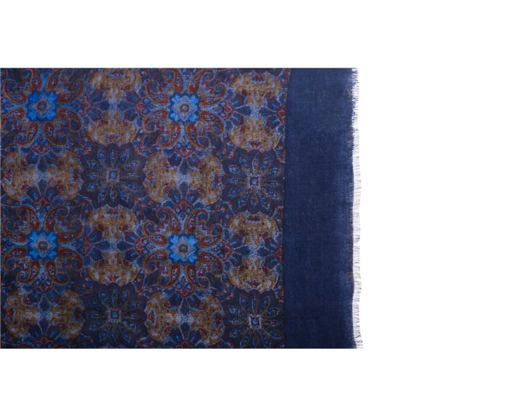 Bexley | Blue & Khaki Wool Scarf Blue And Khaki Cashmere Pattern