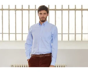 Bexley | Blue Oxford Shirt With Chest Pocket - American Collar Harold Light Blue