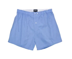 Bexley | Box Of 2 Plain Blue/Striped Ocean Blue And White Men'S Boxer Shorts - Elon | Grey, Pink And Red