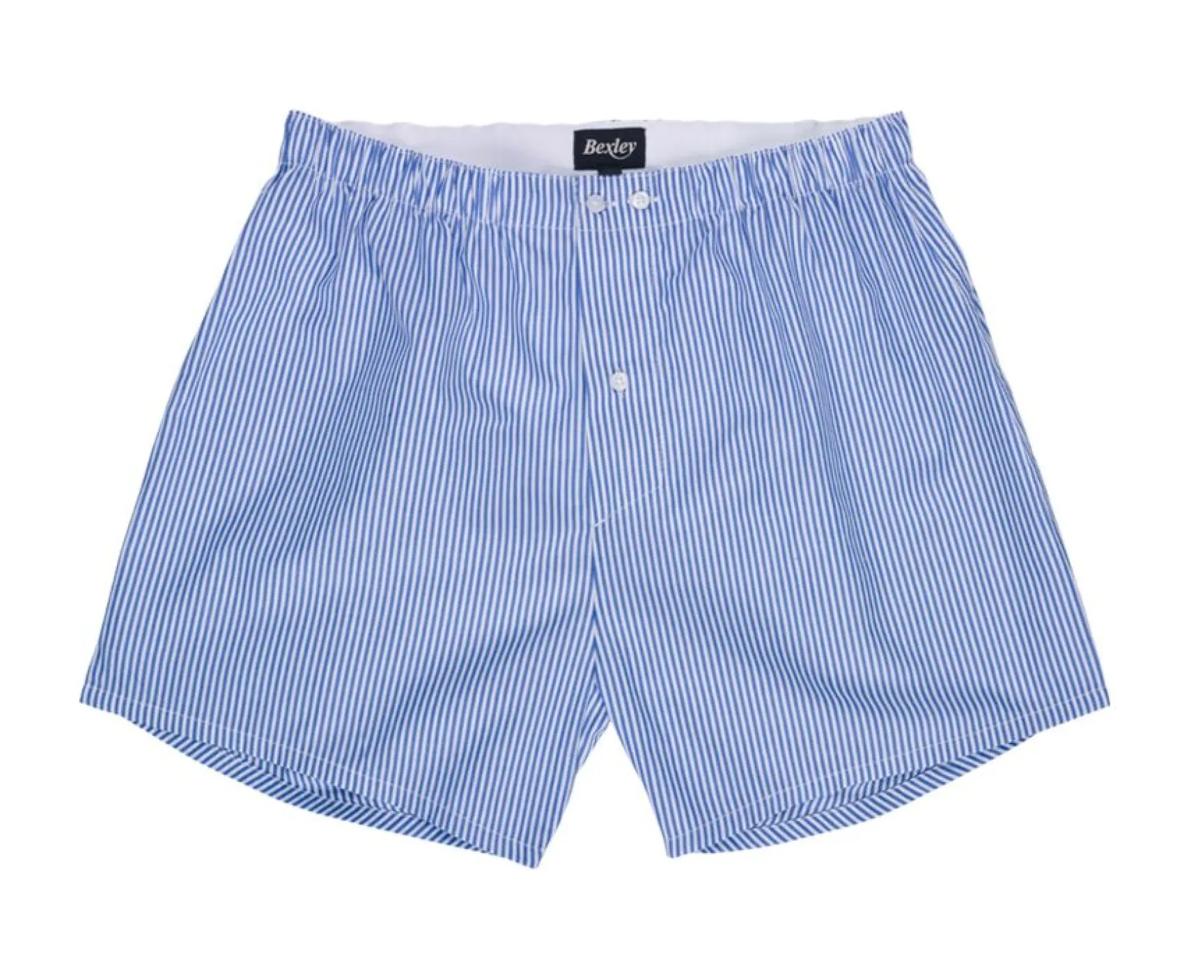 Bexley | Box Of 2 Plain Blue/Striped Ocean Blue And White Men'S Boxer Shorts - Elon | Grey, Pink And Red