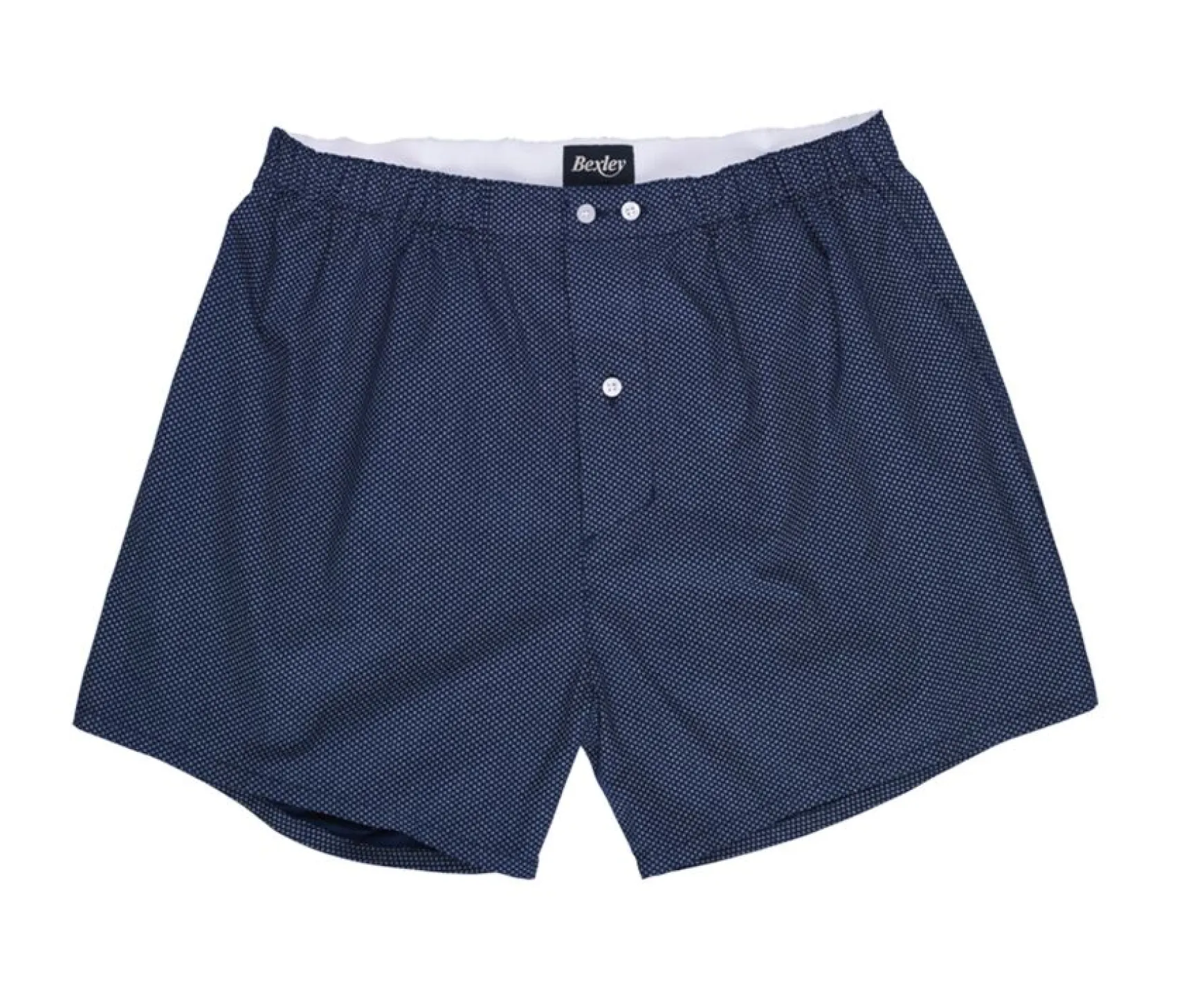 Bexley | Box Of 2 Plain White/Printed Navy And Beige Men'S Boxer Shorts - Elon | Blue, Orange And Purple