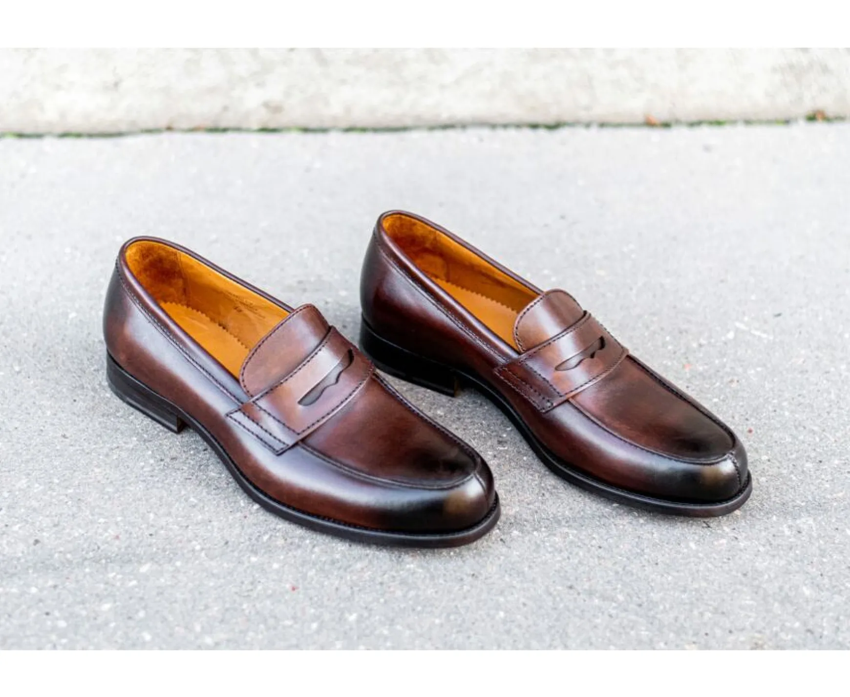 Bexley Loafers | Chocolate Leather Men'S Penny Loafers Wembley Classic Patina Chocolate