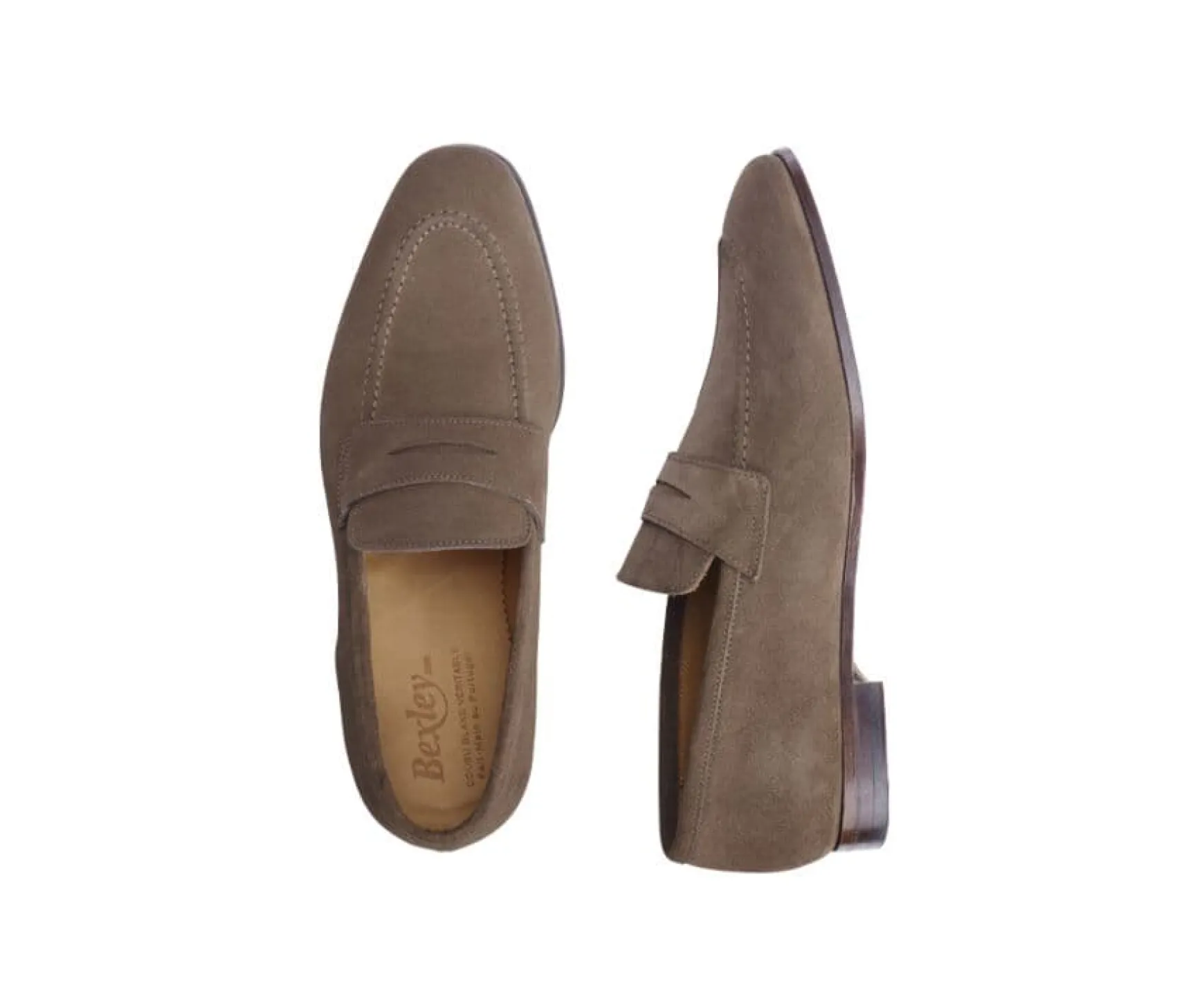 Bexley Comfort Shoes | Cognac Suede Penny Loafers Brione Brown Cognac Suede