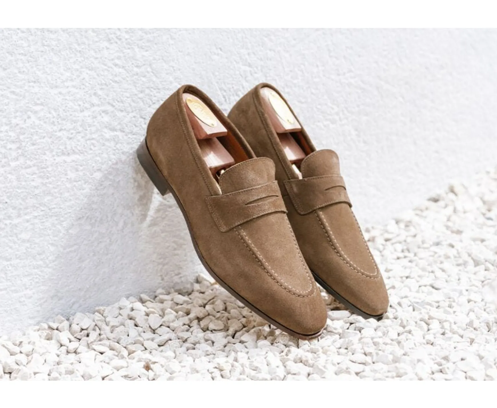 Bexley Comfort Shoes | Cognac Suede Penny Loafers Brione Brown Cognac Suede
