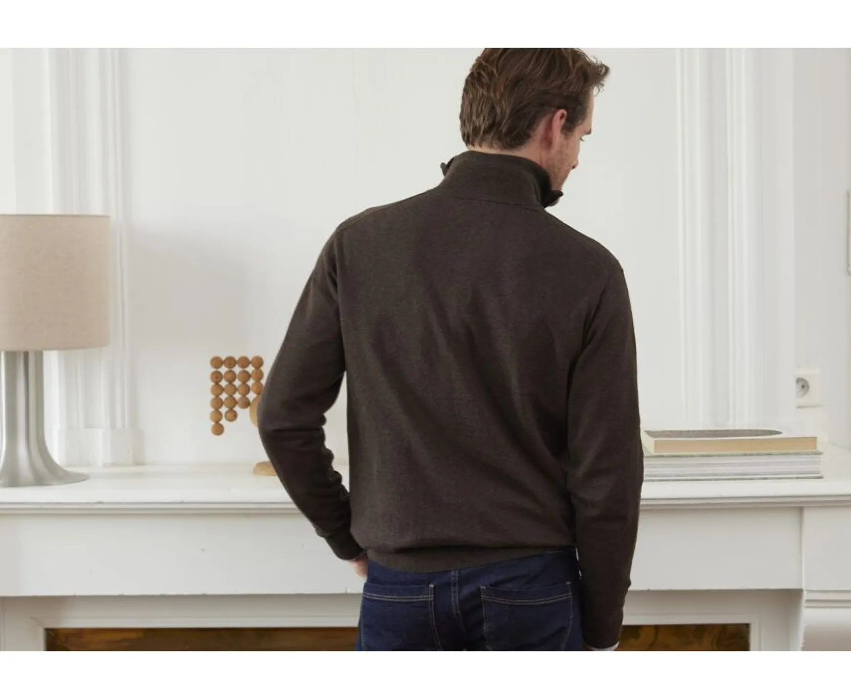 Bexley | Cotton/Cashmere Half-Zip Thin Pullover Vlad Dark Chocolate