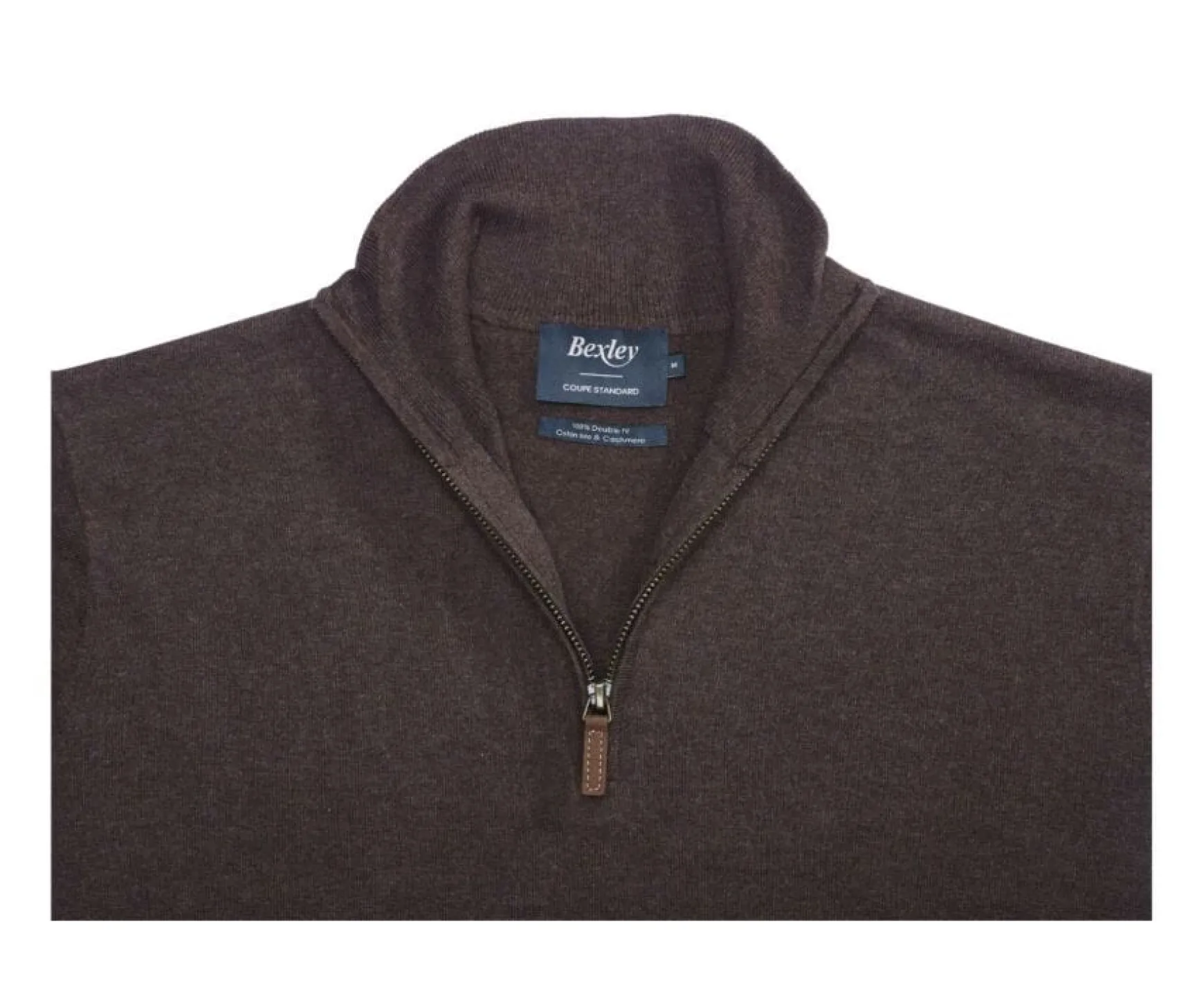 Bexley | Cotton/Cashmere Half-Zip Thin Pullover Vlad Dark Chocolate