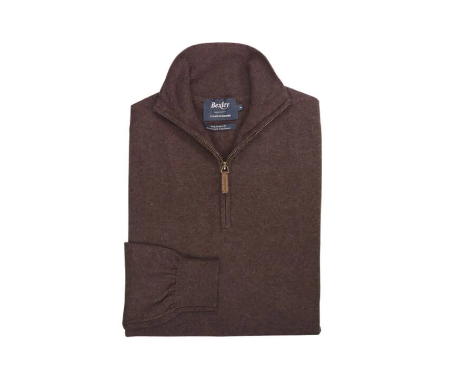 Bexley | Cotton/Cashmere Half-Zip Thin Pullover Vlad Dark Chocolate