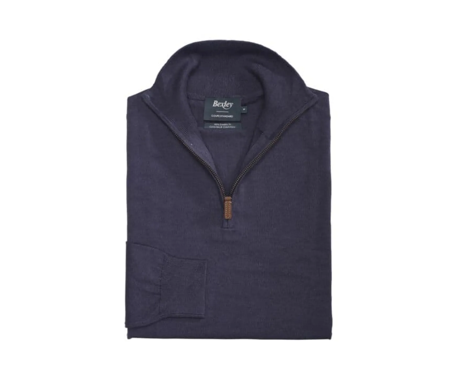 Bexley | Cotton/Cashmere Half-Zip Thin Jumper Vlad Black Grey