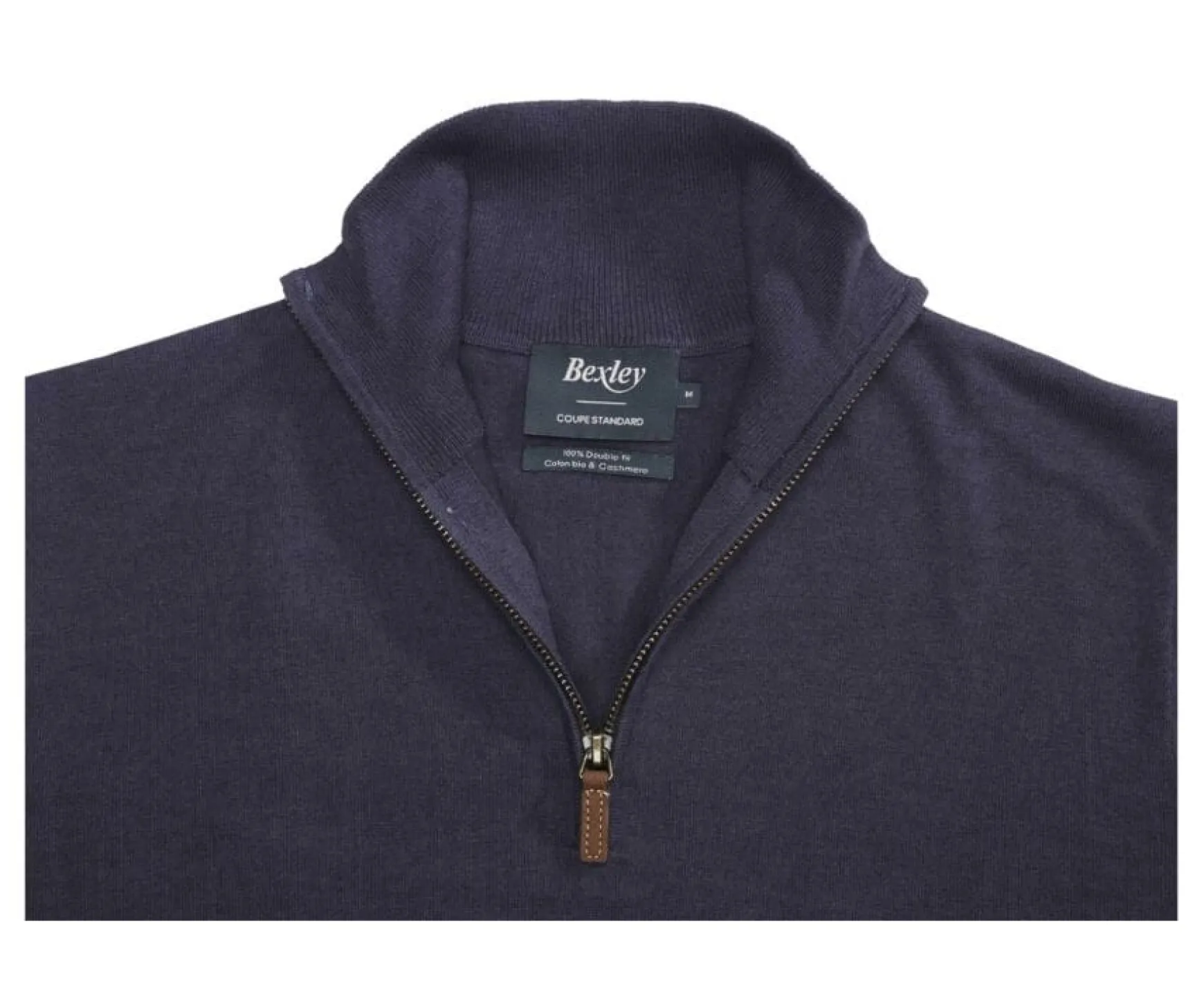 Bexley | Cotton/Cashmere Half-Zip Thin Jumper Vlad Black Grey