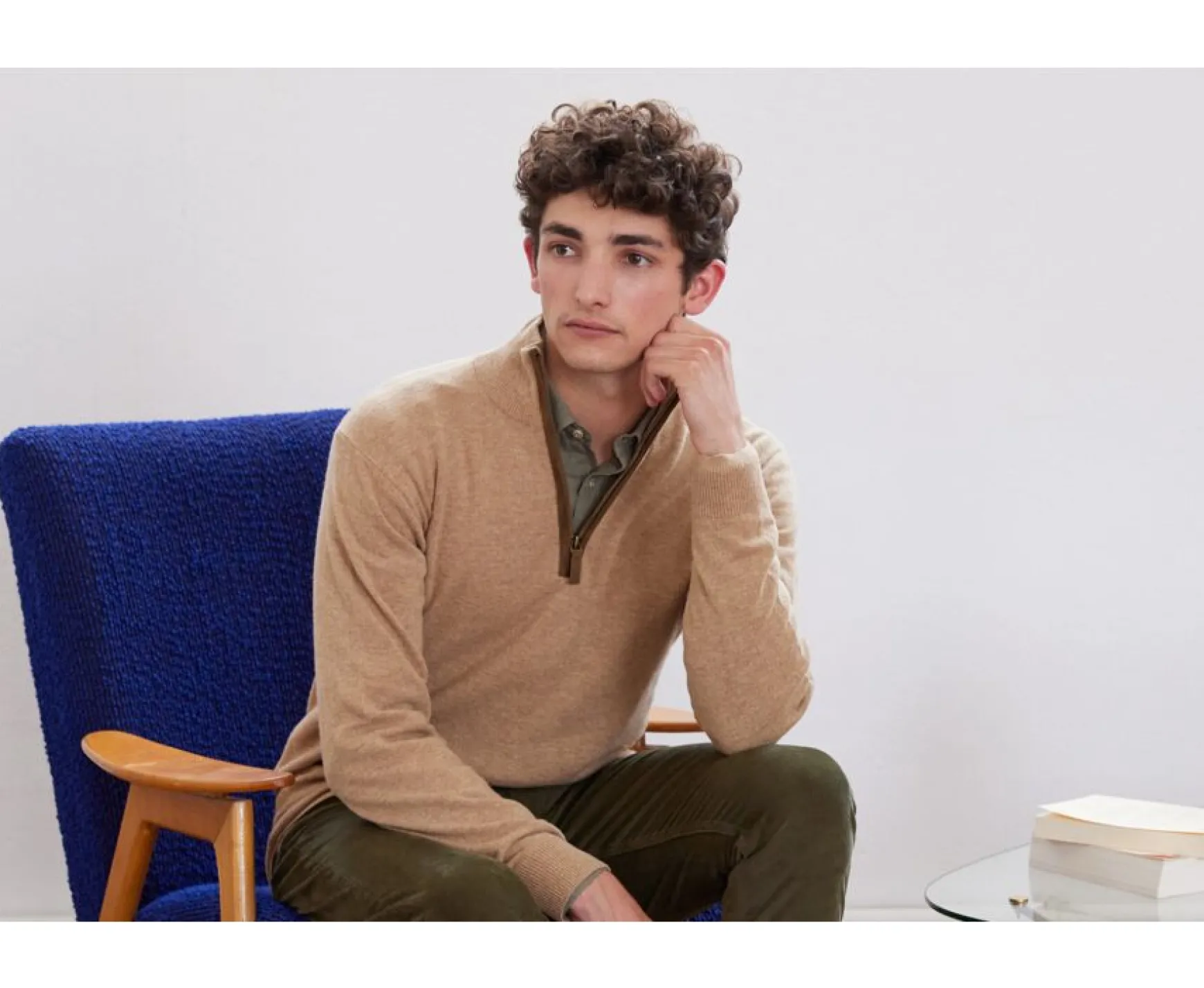 Bexley | Dark Beige Melange Half-Zip Wool Jumper - Keithy | Beige Fonce Chine