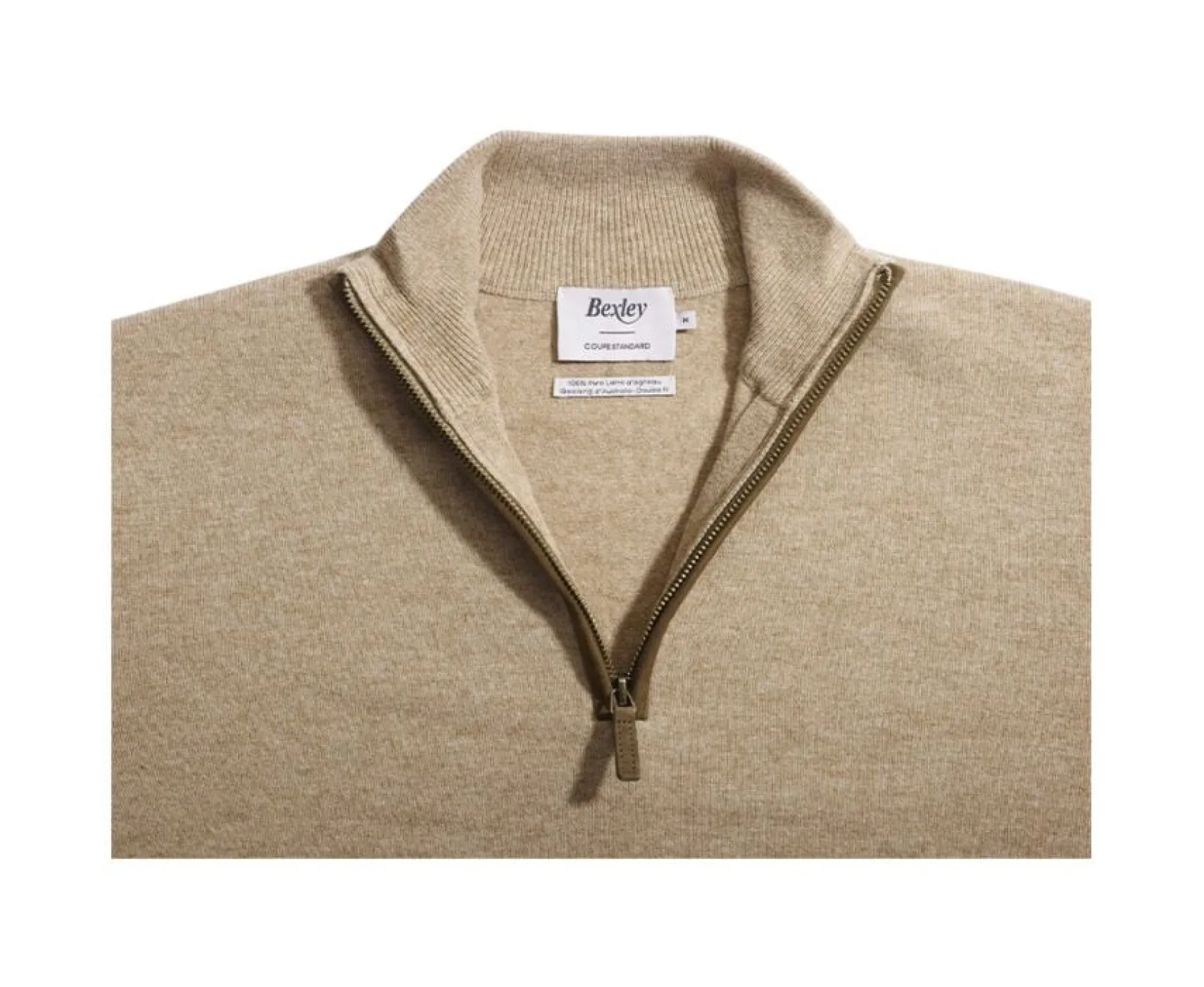 Bexley | Dark Beige Melange Half-Zip Wool Jumper - Keithy | Beige Fonce Chine