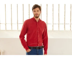 Bexley | Dark Coral Corduroy Shirt - Wayne | Deep Coral