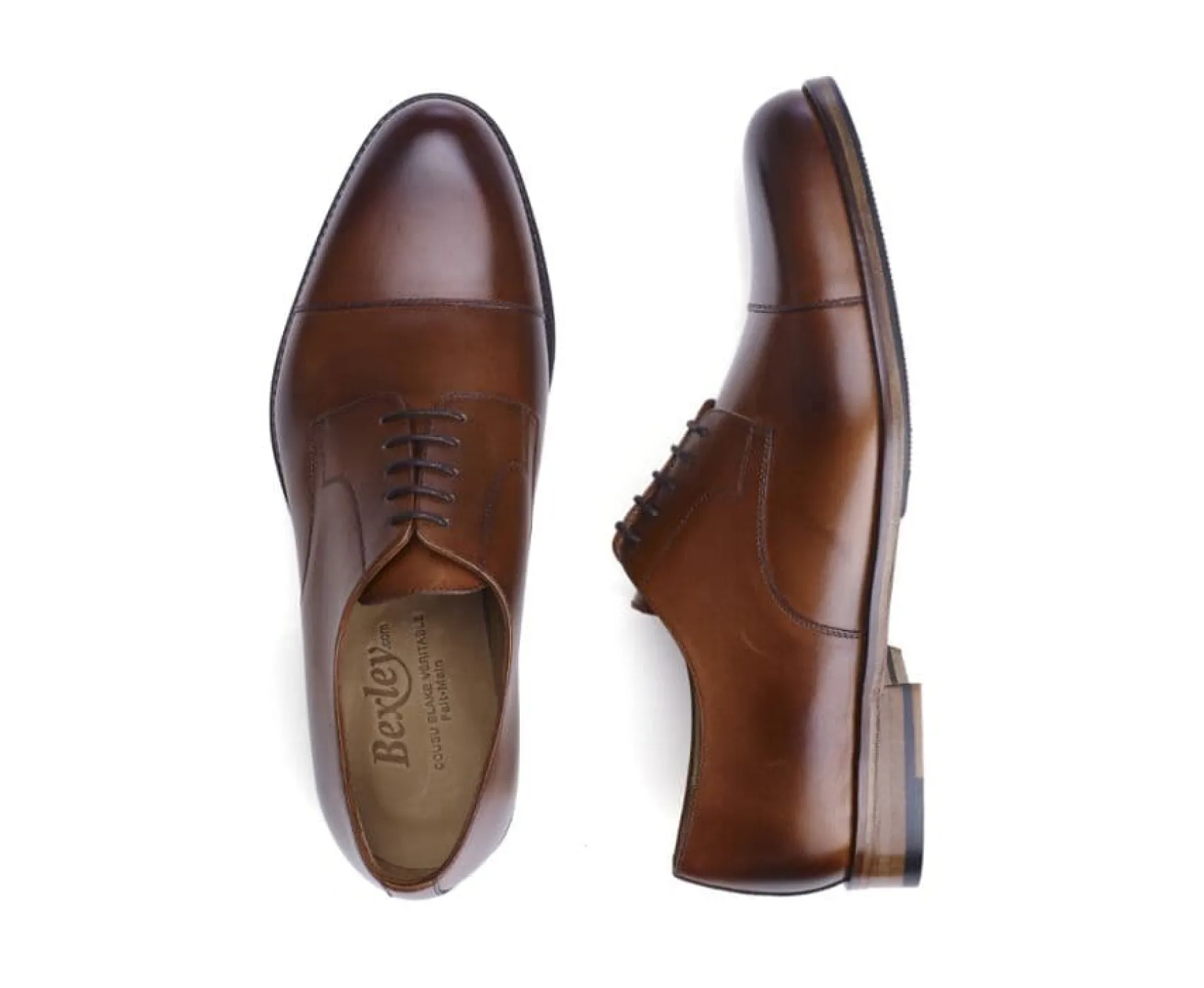 Bexley Comfort Shoes | Derby Shoes - Rubber Pad Mayfair Classic Patin Patina Cognac