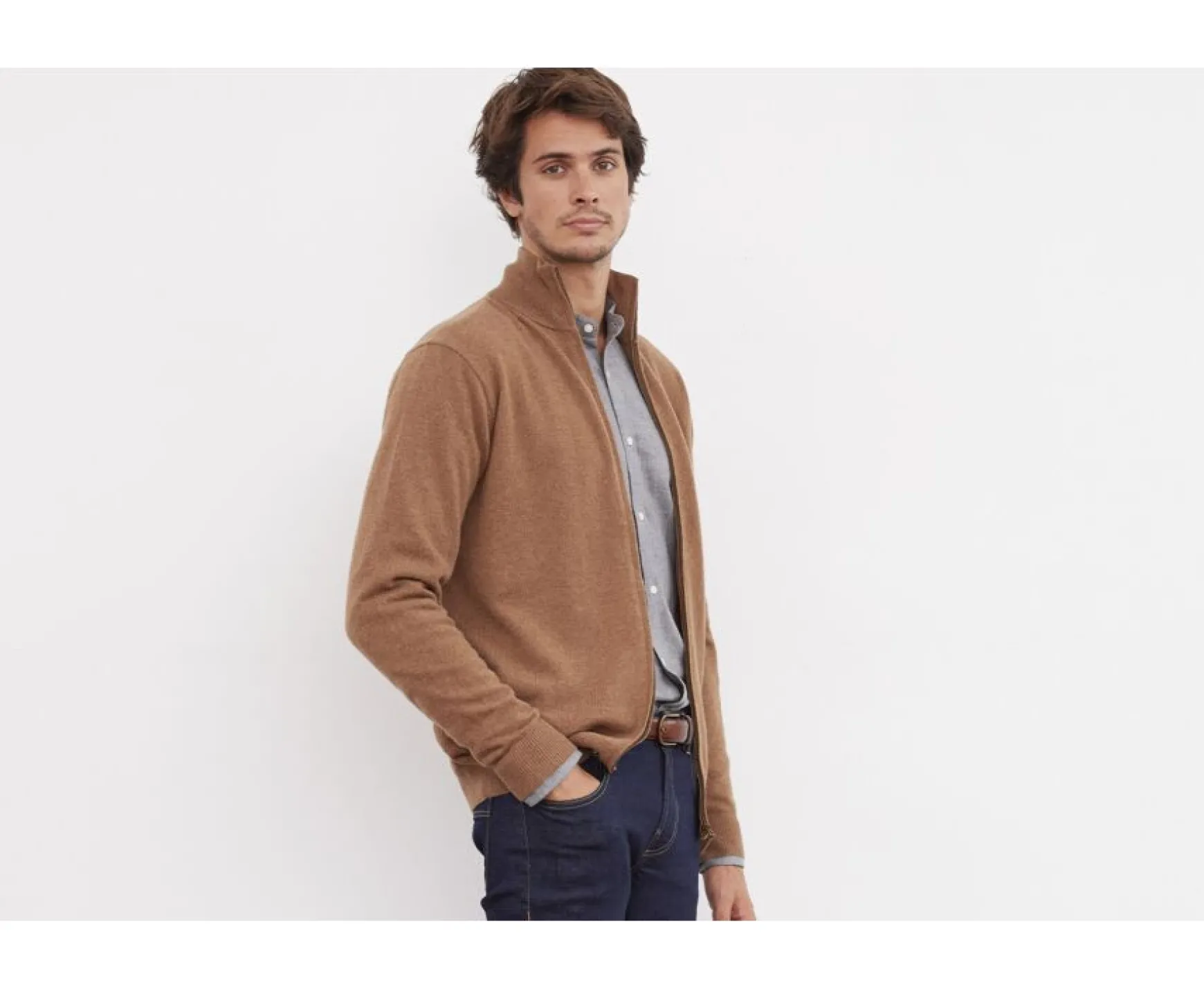 Bexley | Full-Zip Wool Cardigan Kanty Melange Hazelnut