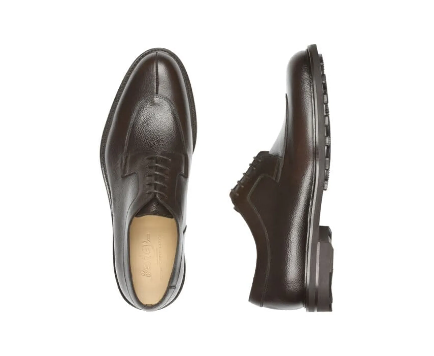 Bexley Comfort Shoes | Grained Chocolate Derby Shoes - Rubber Outsole Kent Gomme Country Chocolate Grained Leather