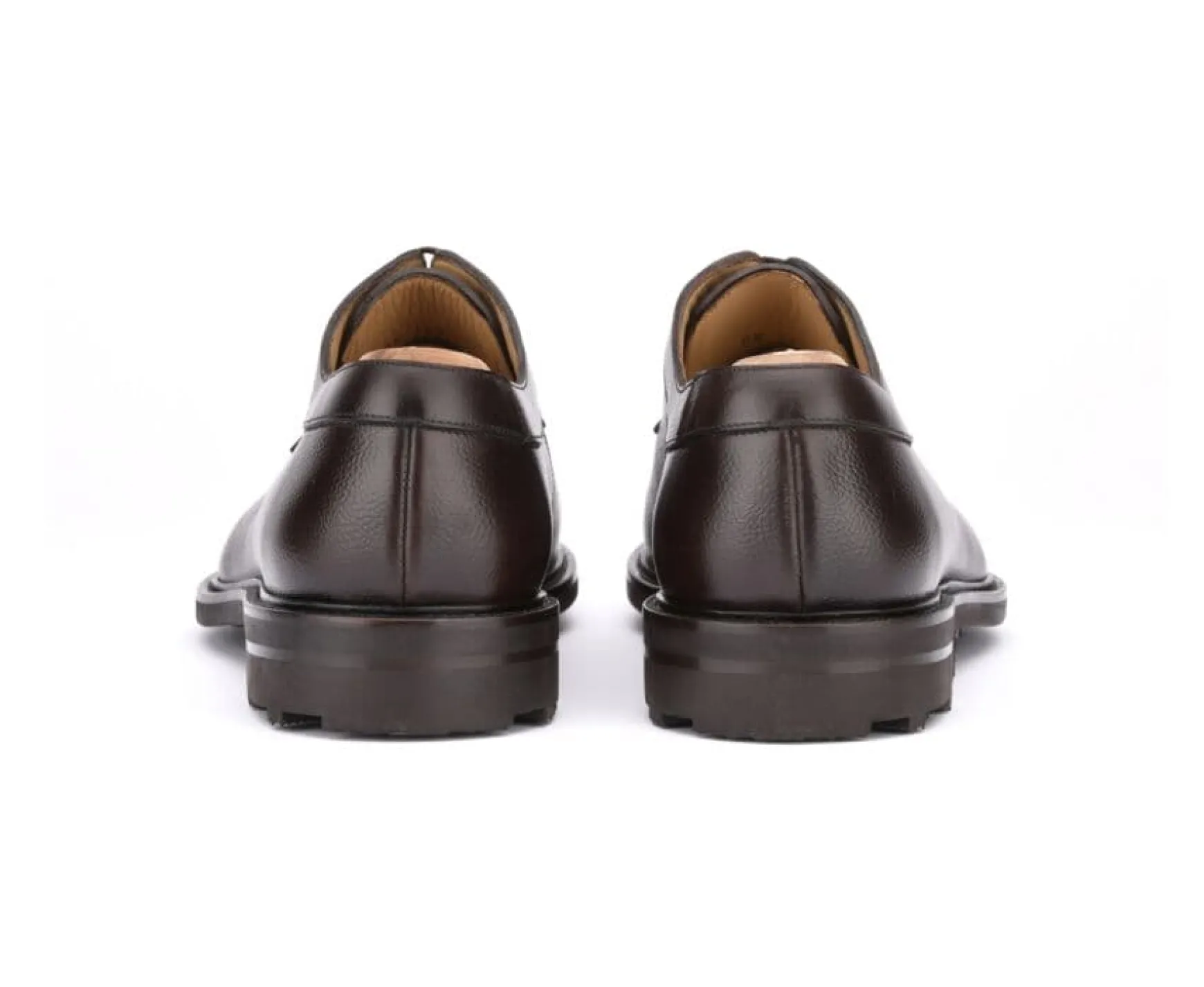 Bexley Comfort Shoes | Grained Chocolate Derby Shoes - Rubber Outsole Kent Gomme Country Chocolate Grained Leather