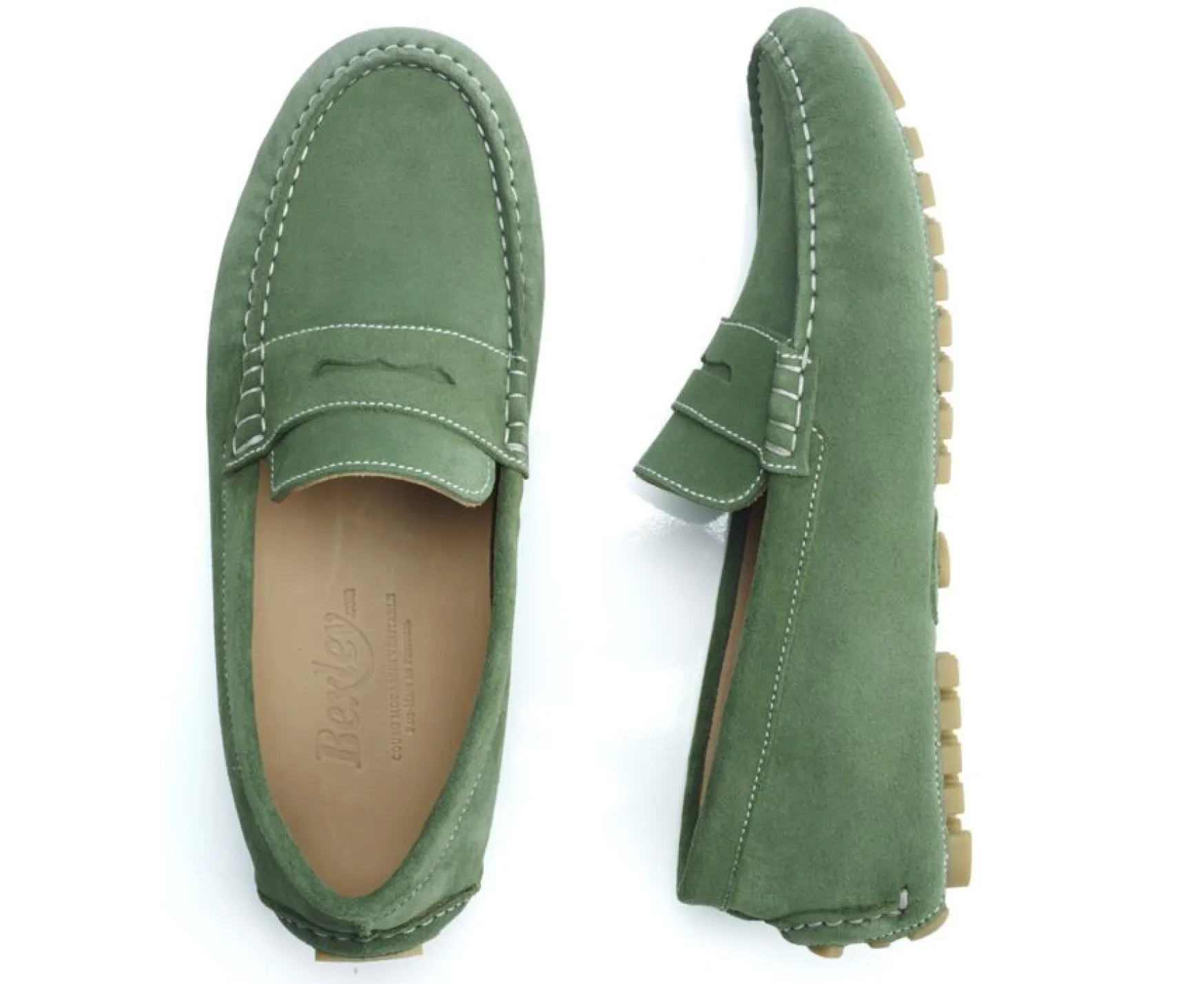 Bexley Moccasins | Green Velvet Men'S Driving Moccasins Ferguson Green Suede