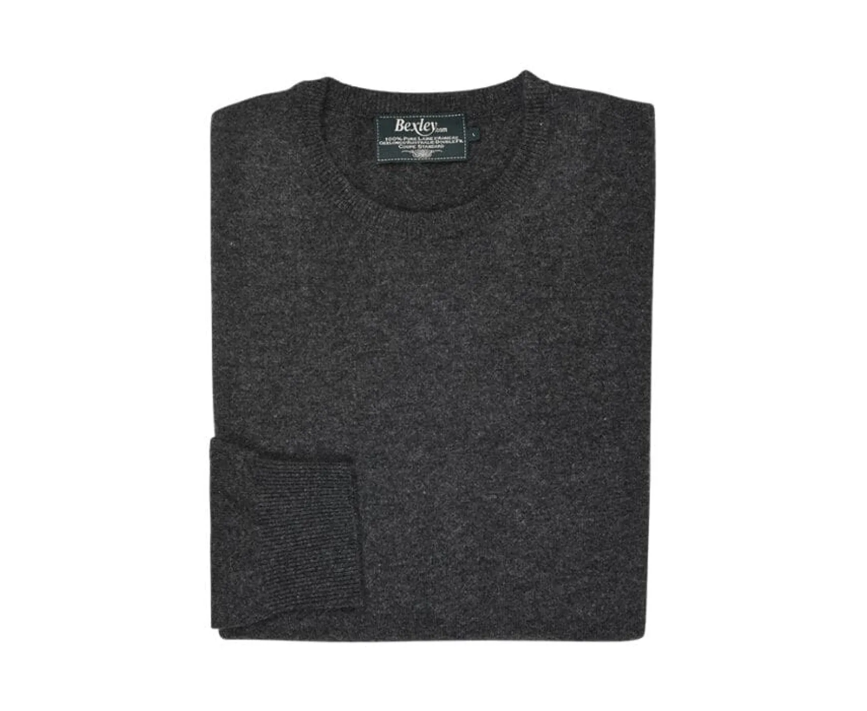 Bexley | Grey Antracite Round-Neck Wool Jumper Conan Grey Anthracite