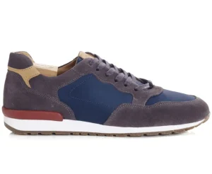 Bexley Trainers & Sneakers | Grey Suede & Khaki Leather Trainers - Canberra Ii | Velours Gris Et Marine