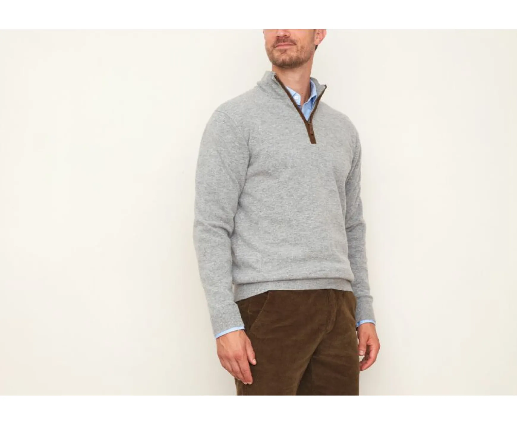 Bexley | Half-Zip Wool Jumper Keithy Grey Melange