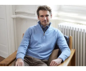 Bexley | Half-Zip Wool Jumper Kenneth Blue Melange