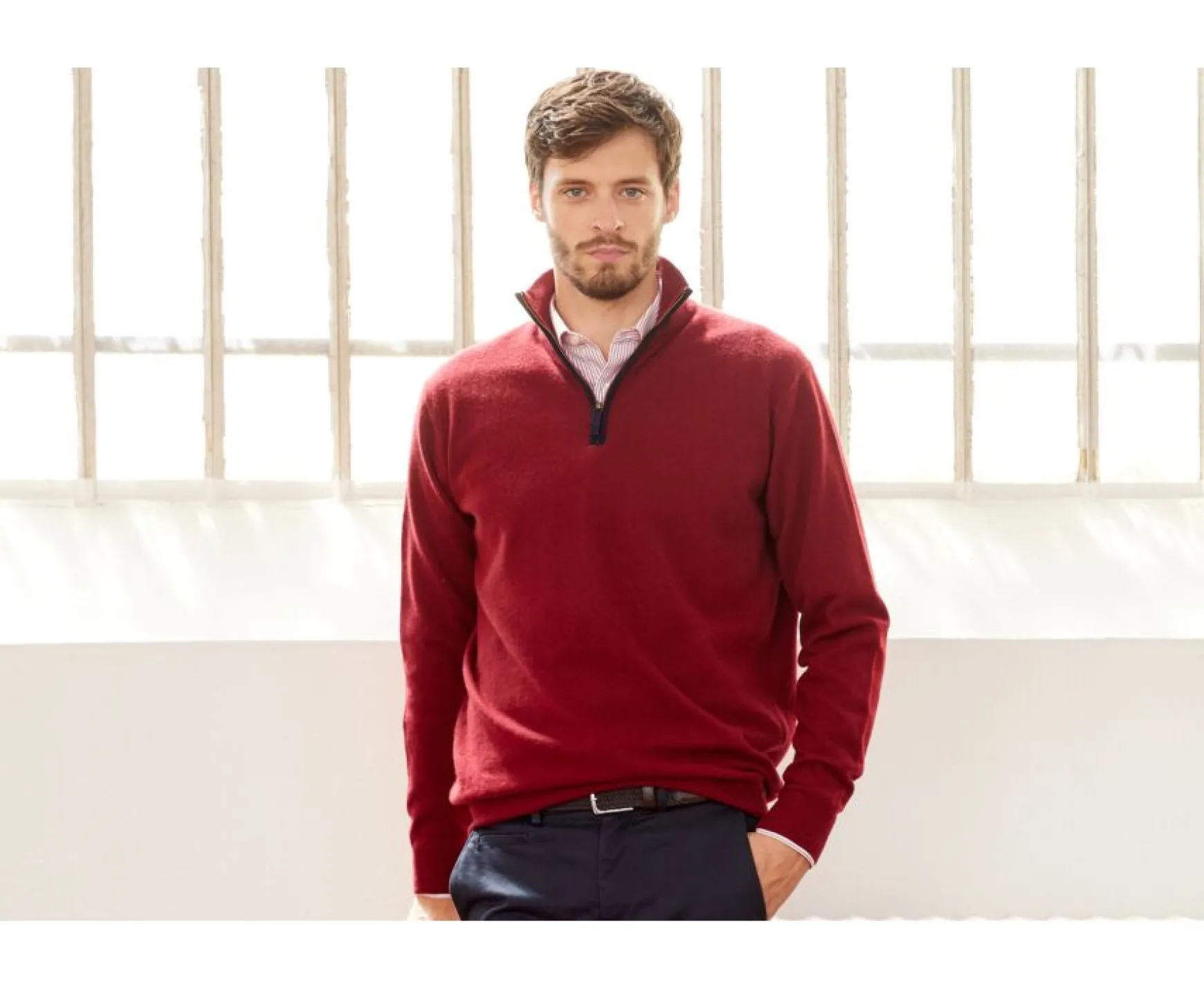 Bexley | Half-Zip Wool Pullover Keithy Dark Red