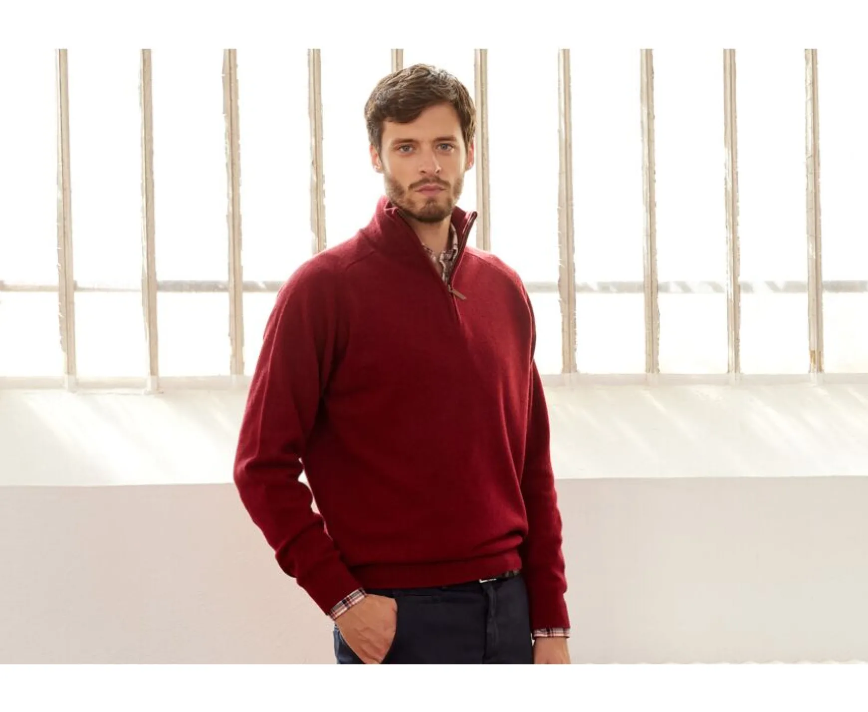 Bexley | Half-Zip Wool Sweater - Kenneth | Dark Red