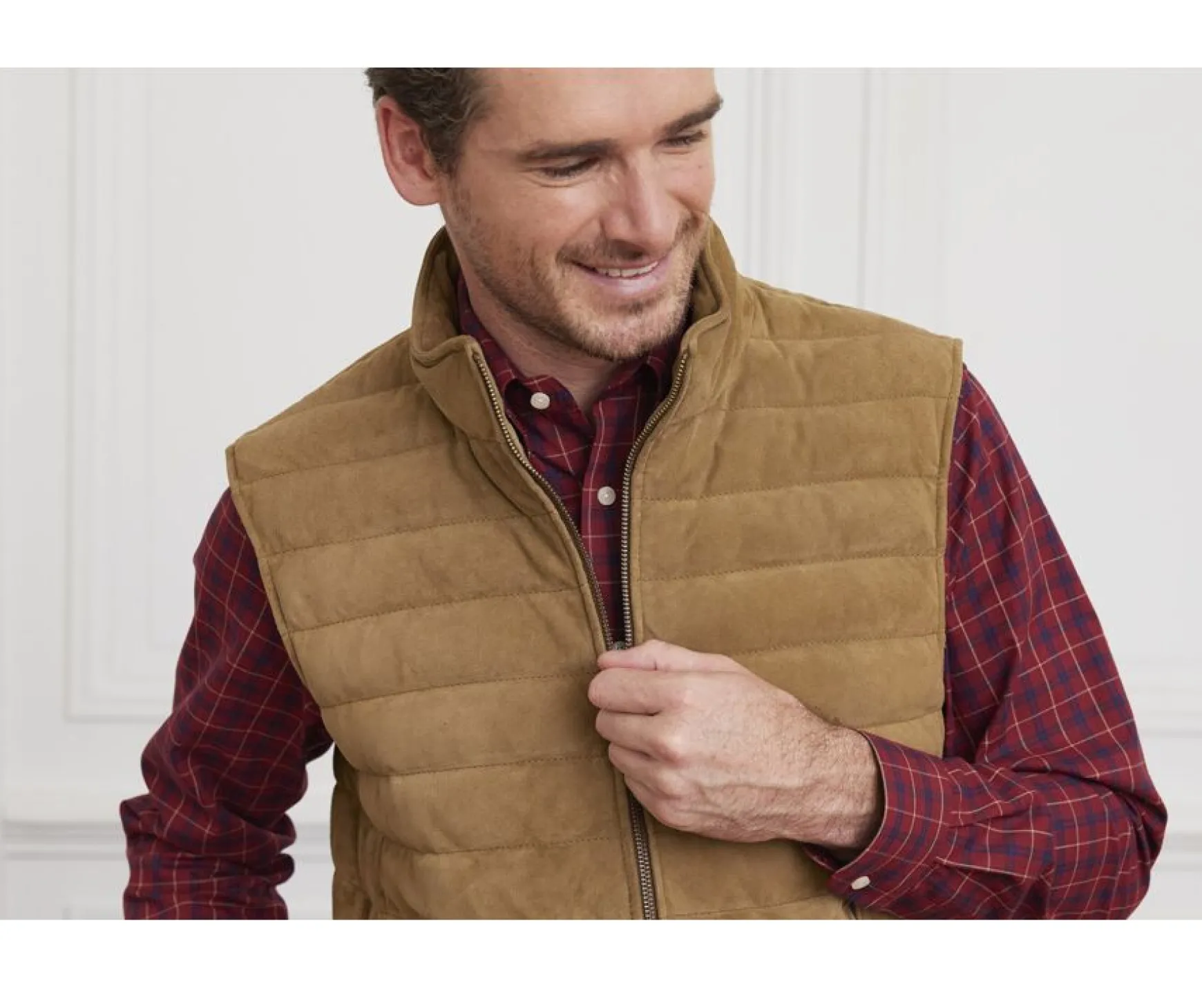 Bexley | Hazelnut Leather Sleeveless Down Gilet Niklas Chamois