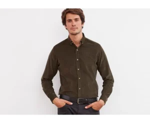 Bexley | Khaki Corduroy Shirt Wayne Kaki