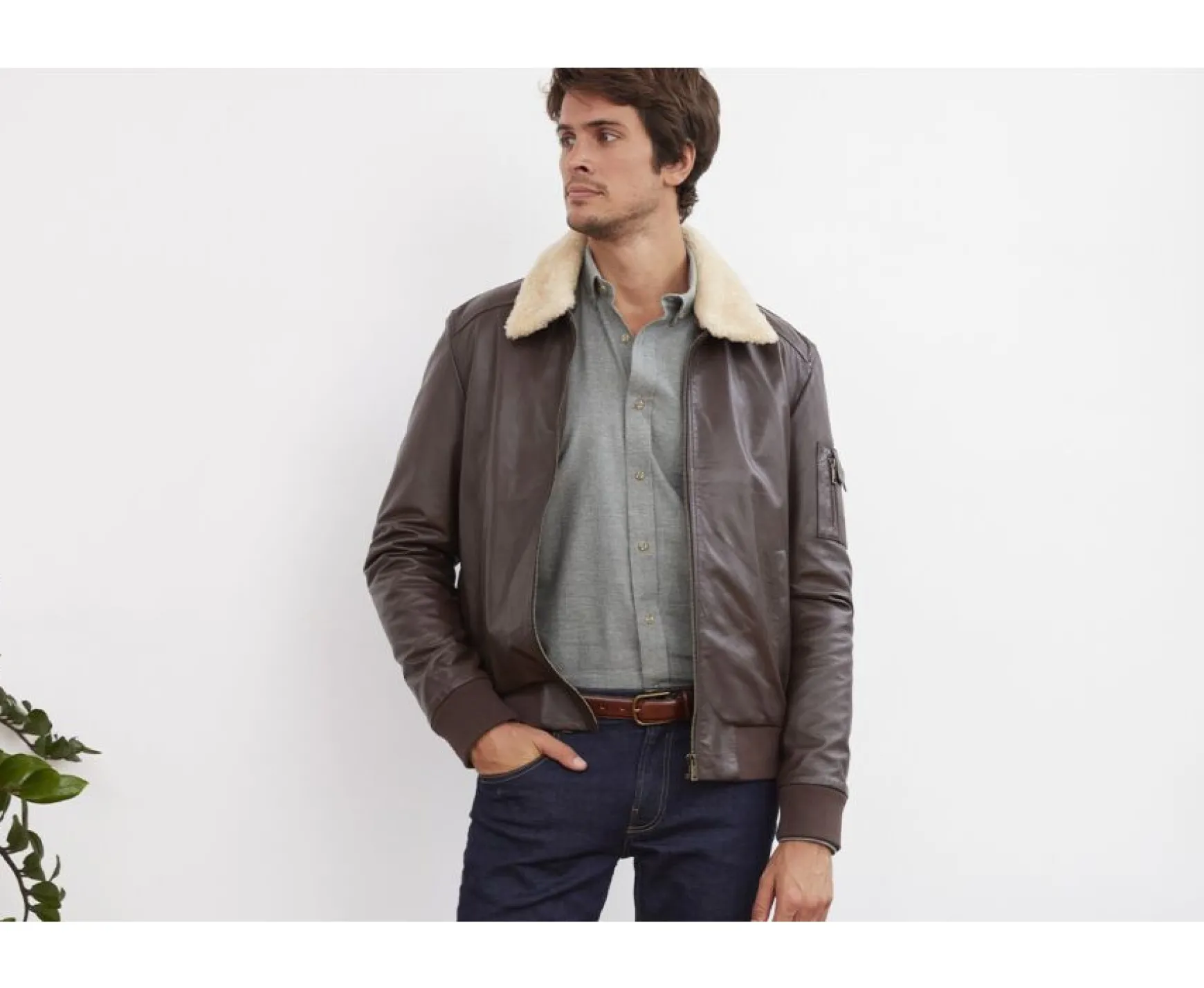 Bexley | Leather Aviator Jacket Everett Ii Brown