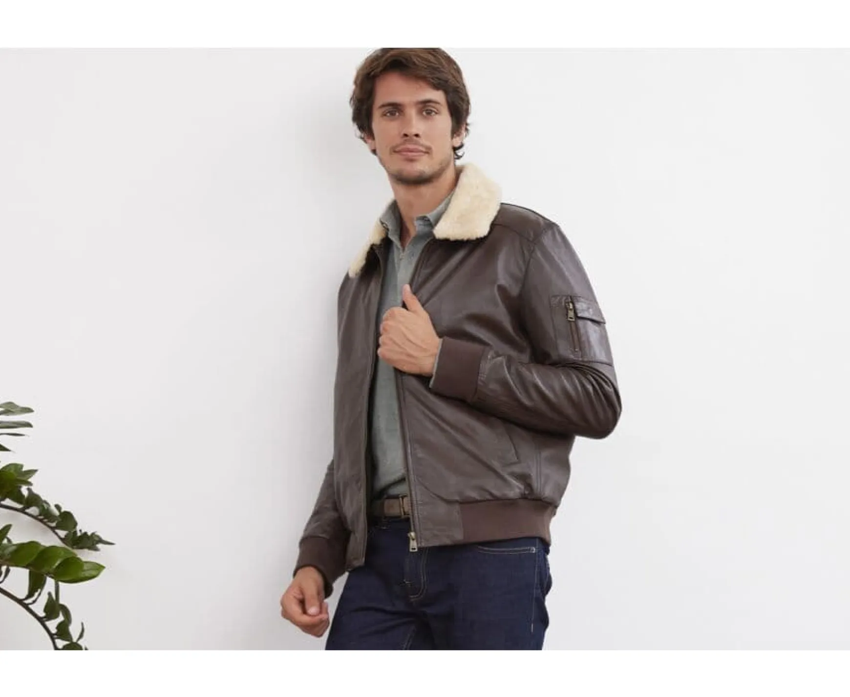 Bexley | Leather Aviator Jacket Everett Ii Brown