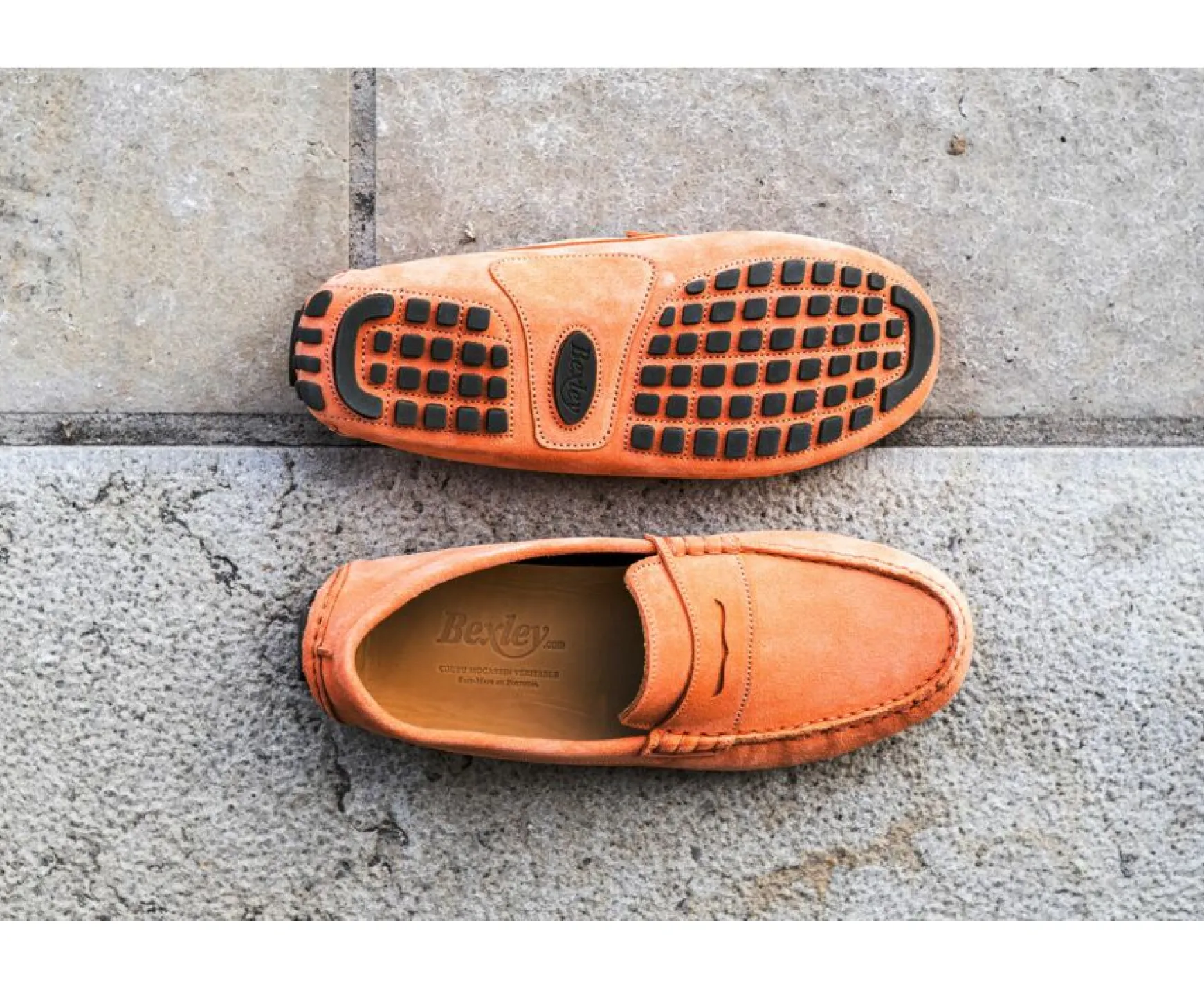 Bexley Moccasins | Mandarin Velvet Men'S Driving Moccassins Ferguson Velours Mandarine