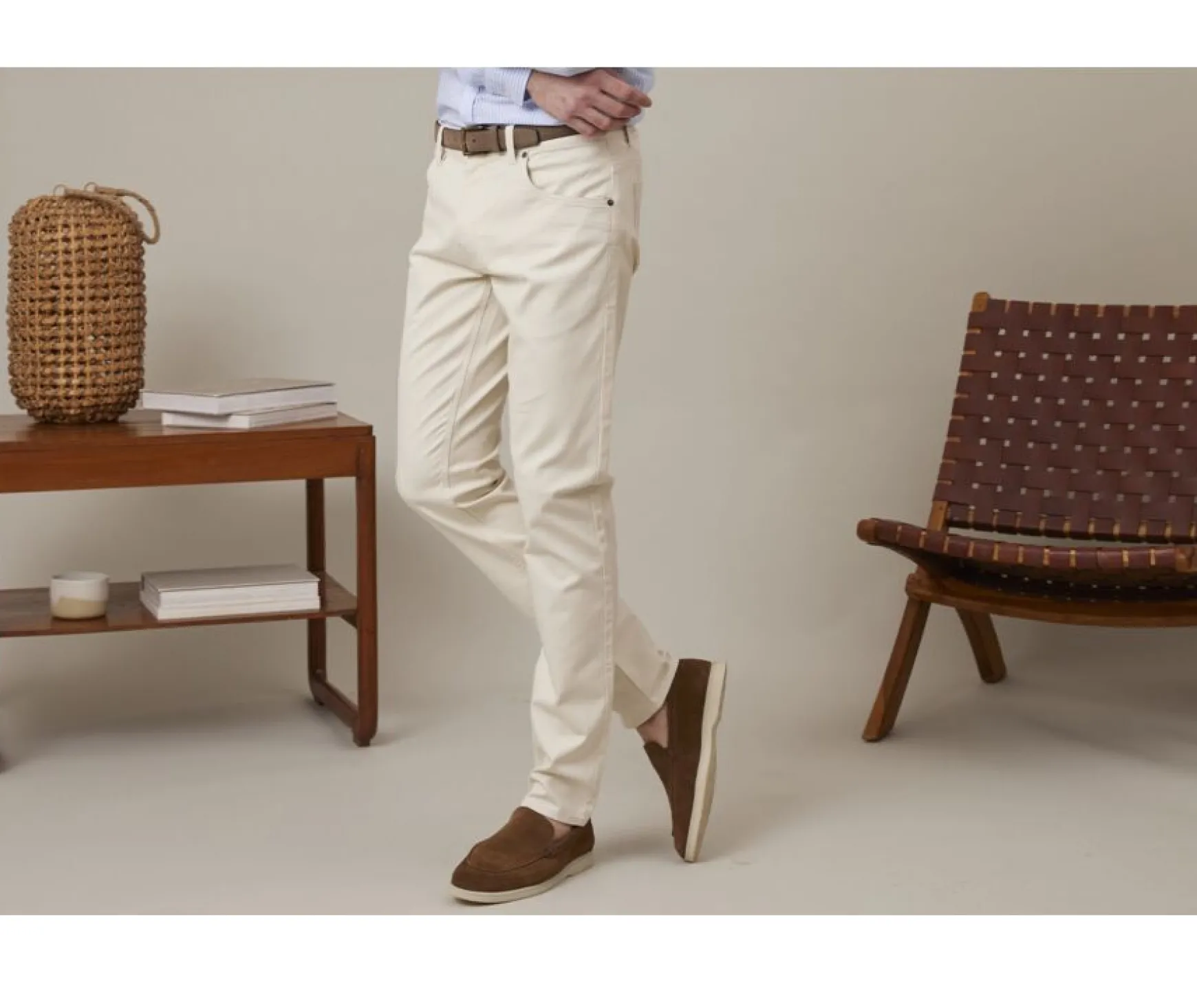 Bexley Adjusted Fit | Men'S 5 Pocket Trousers Karson Unbleached