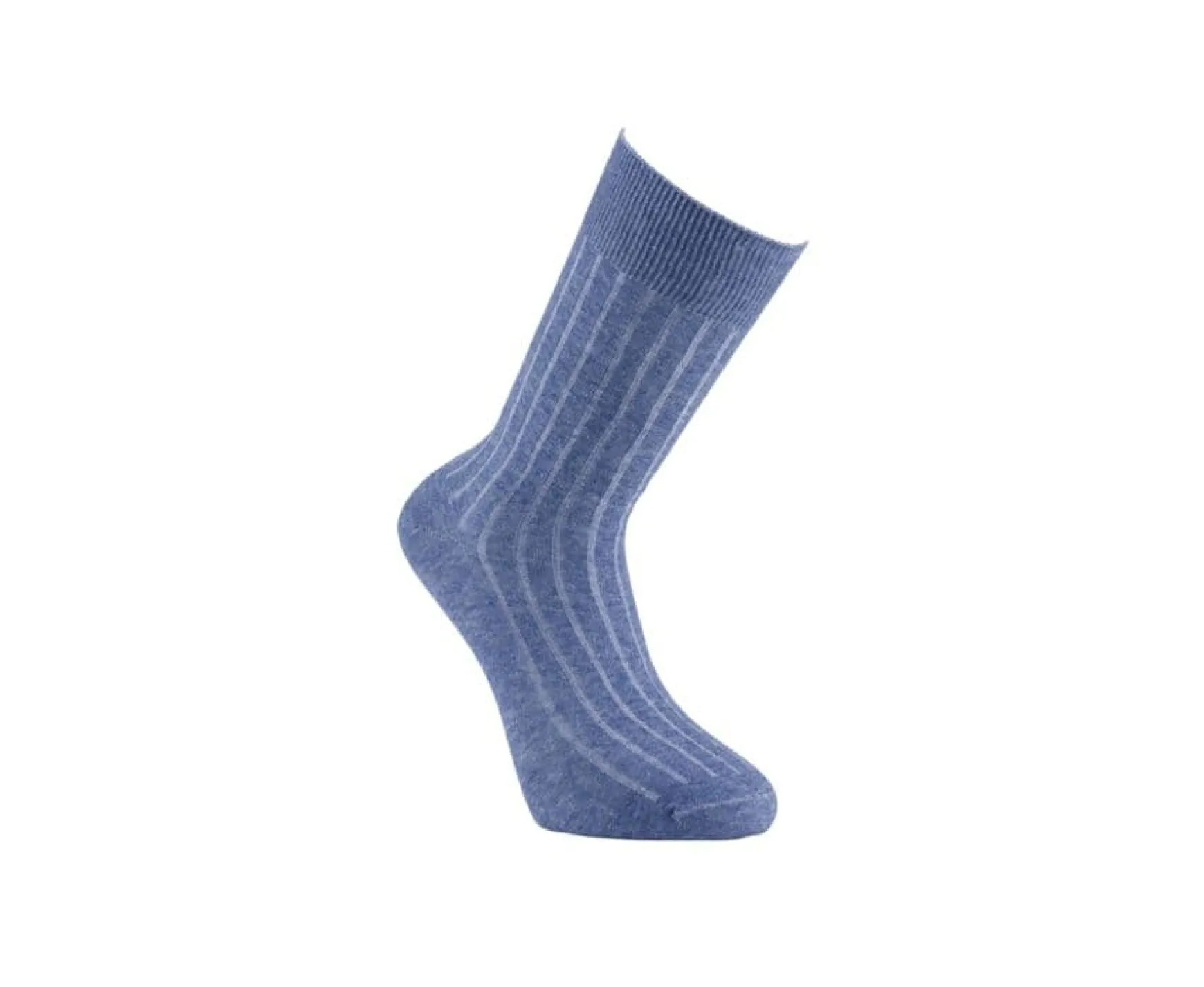 Bexley | Men'S Cotton Linen Socks Middle Blue Melange