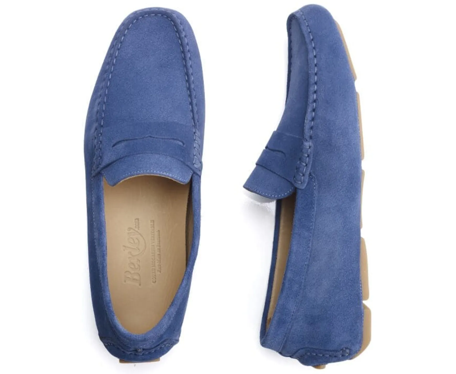Bexley Moccasins | Men'S Driving Moccasins Seacrest Ii Blue Suede