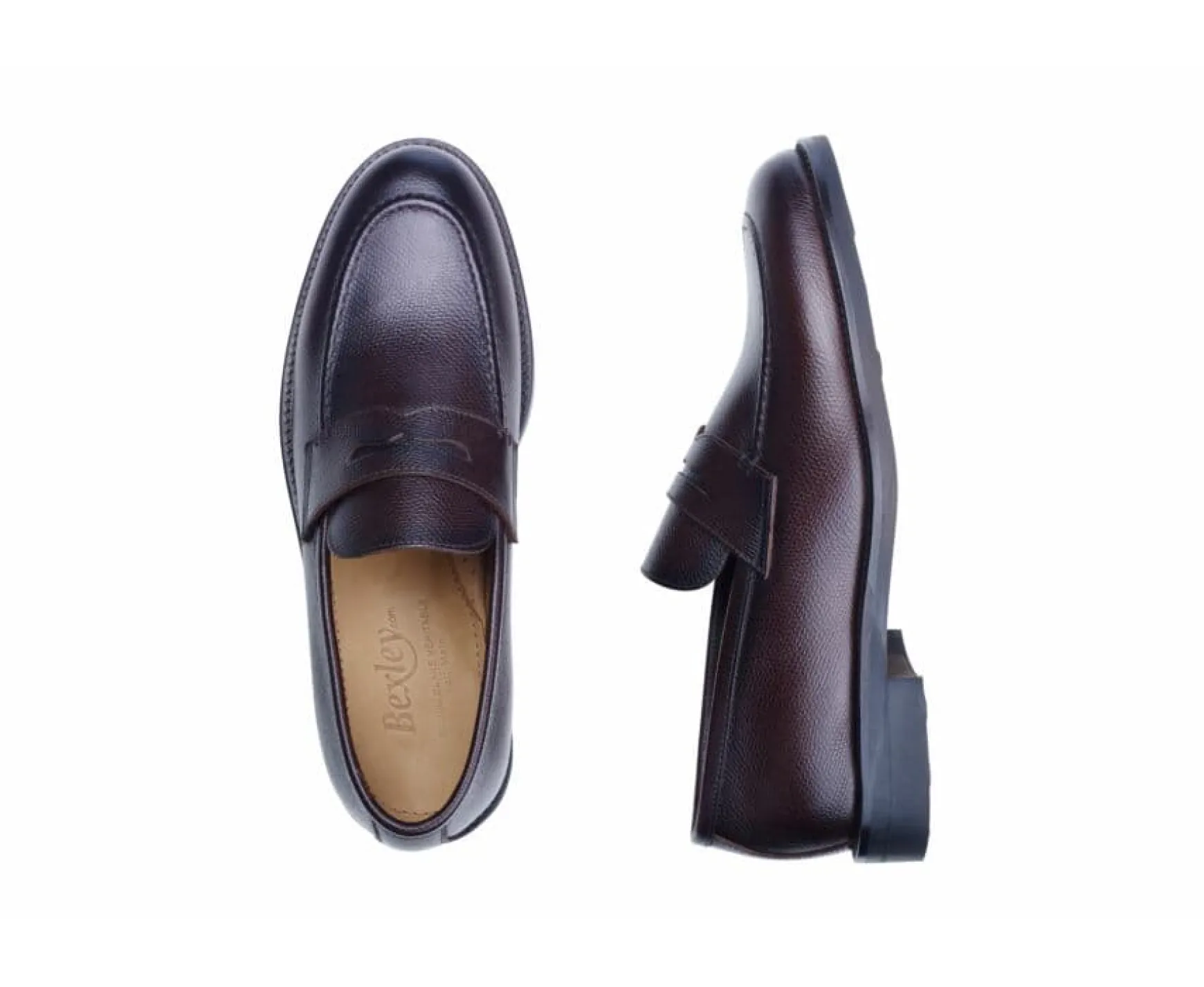 Bexley Comfort Shoes | Men'S Penny Loafers Wemic Gomme City Chocolate Grained Leather