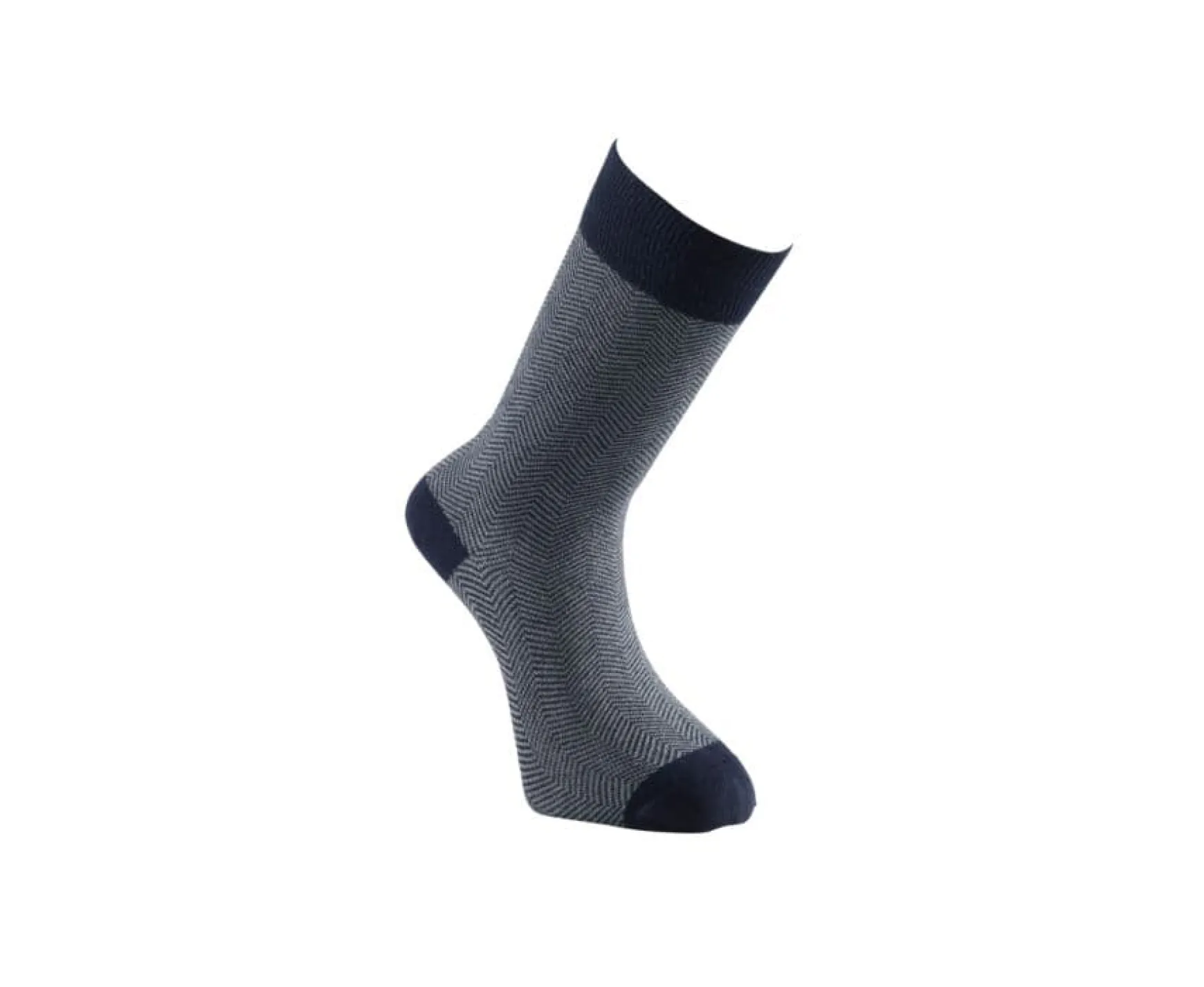 Bexley | Men'S Thick Cotton Socks With Herringbone Style Navy & Green
