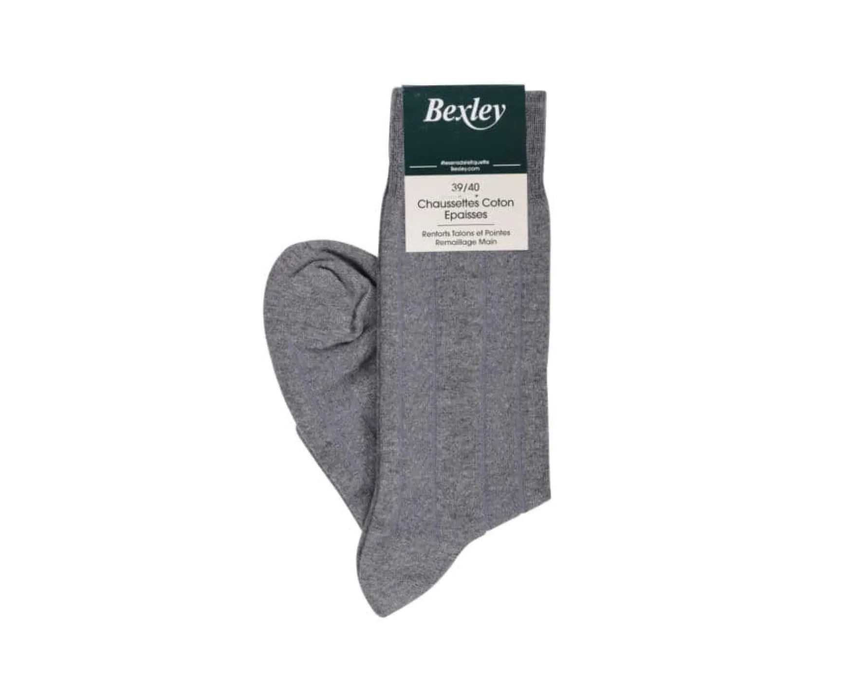 Bexley | Men'S Thick Cotton Socks With Herringbone Style Grey Melange