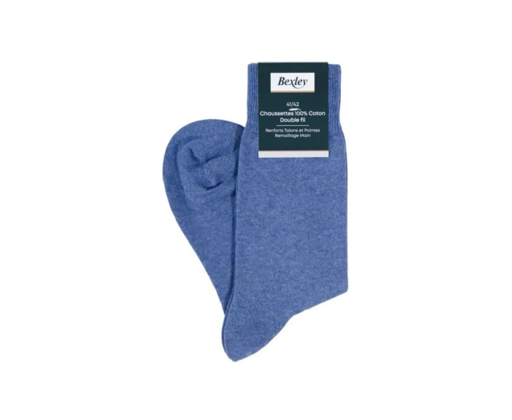 Bexley | Men'S Thin Cotton Socks Middle Blue Melange